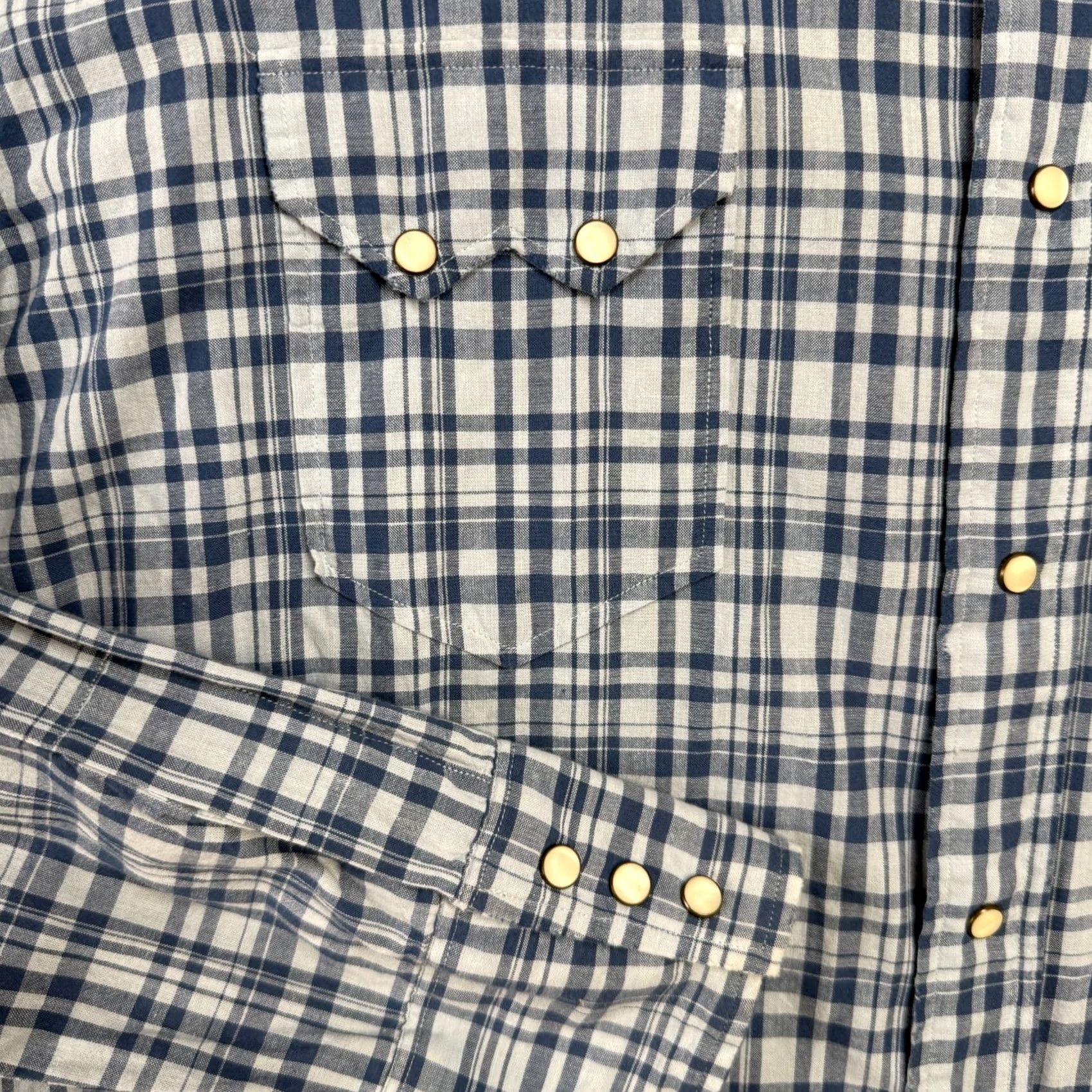 Polo Ralph Lauren VINTAGE Polo Ralph Lauren Shirt Mens 2XL Western Pearl Snap Blue Plaid Cotton Button-Up Collared Long Sleeve Cowboy Western Size US XXL / EU 58 / 5 - 4 Thumbnail