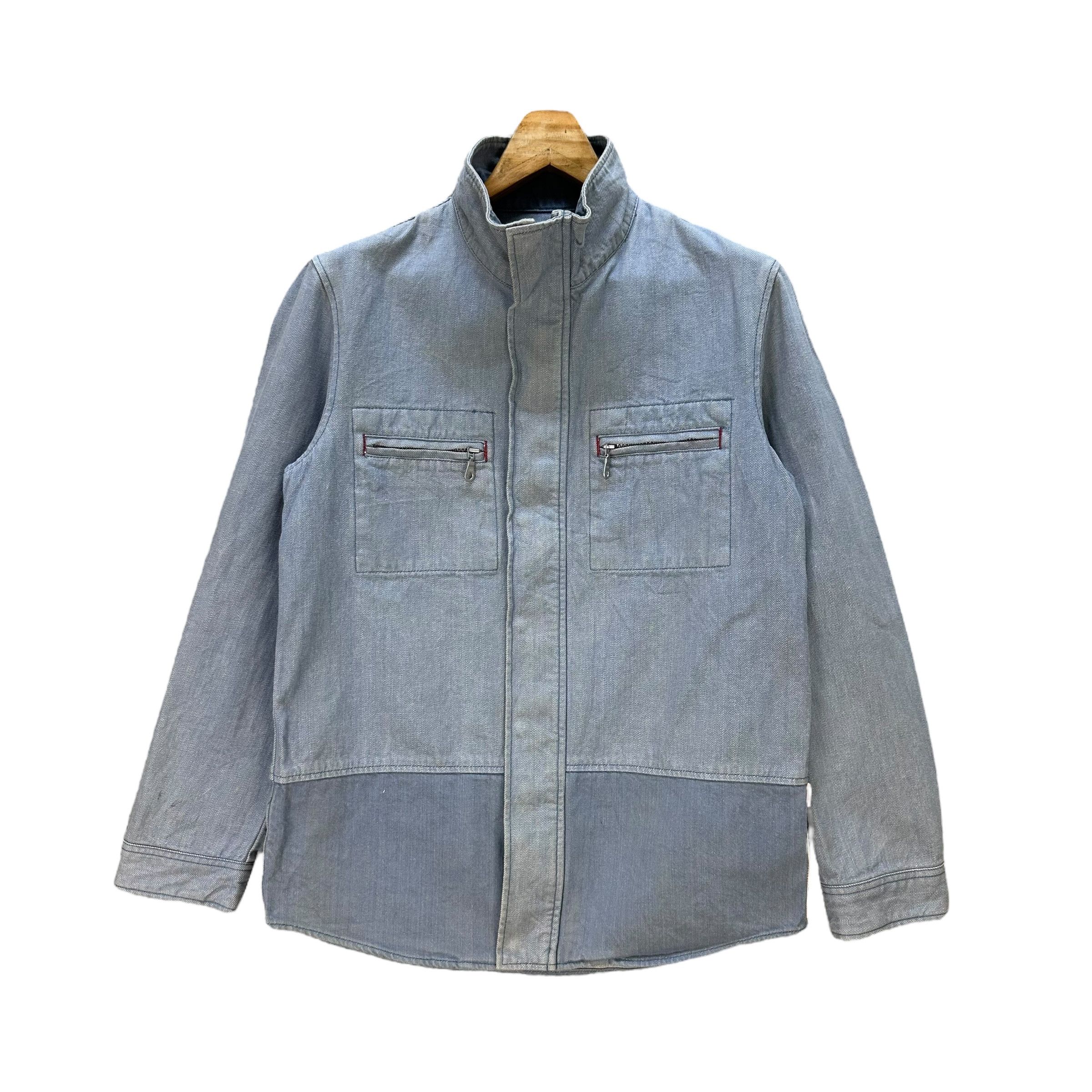 Marithe + Francois Girbaud Vintage MFG Stand Collar Selvedge Denim Jacket #A80-1918 Size US M / EU 48-50 / 2 - 1 Thumbnail