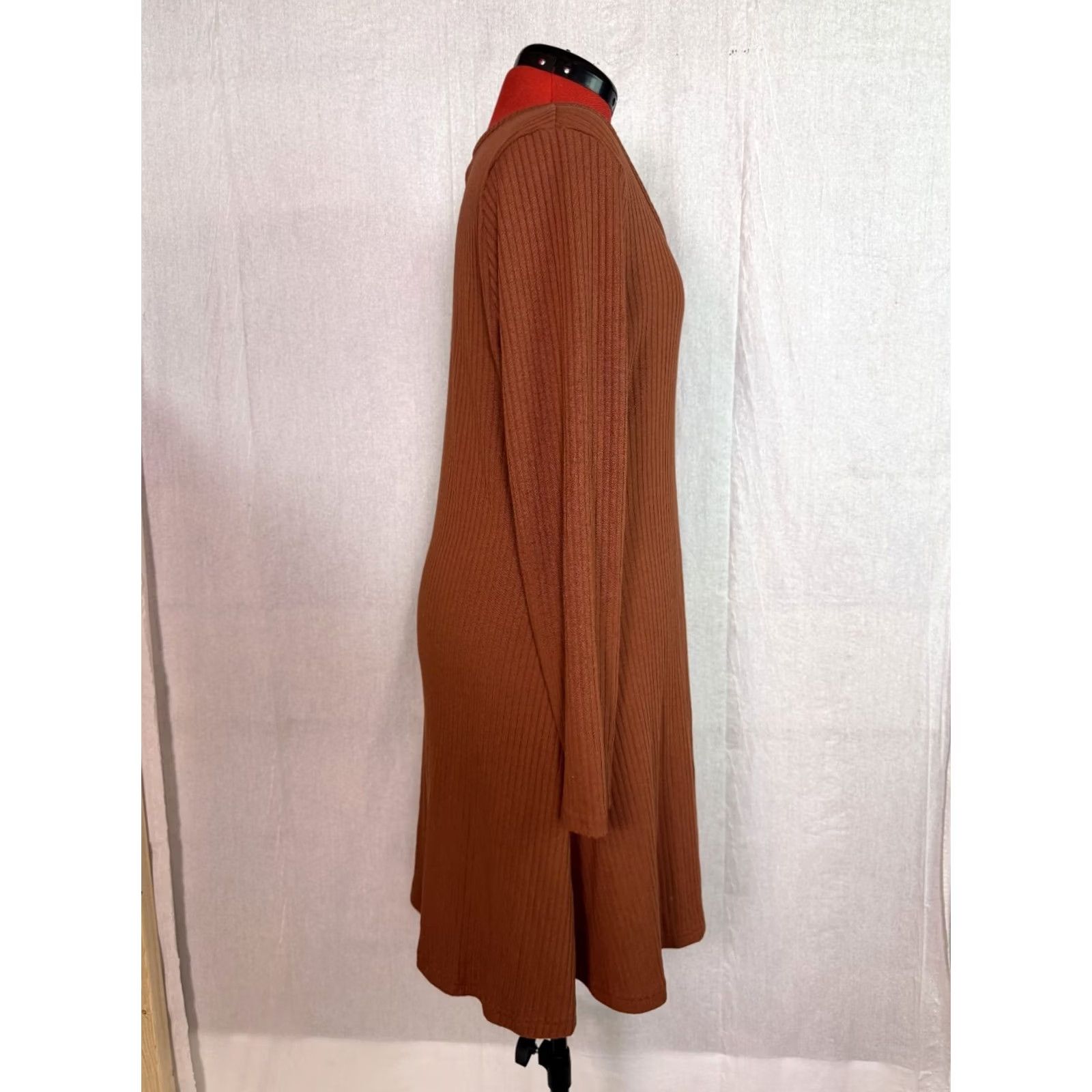 Old Navy OLD NAVY Women's Dress Long Sleeve Ribbed Knit Polyester Blend Orange XL EUC Size XL / US 12-14 / IT 48-50 - 6 Thumbnail