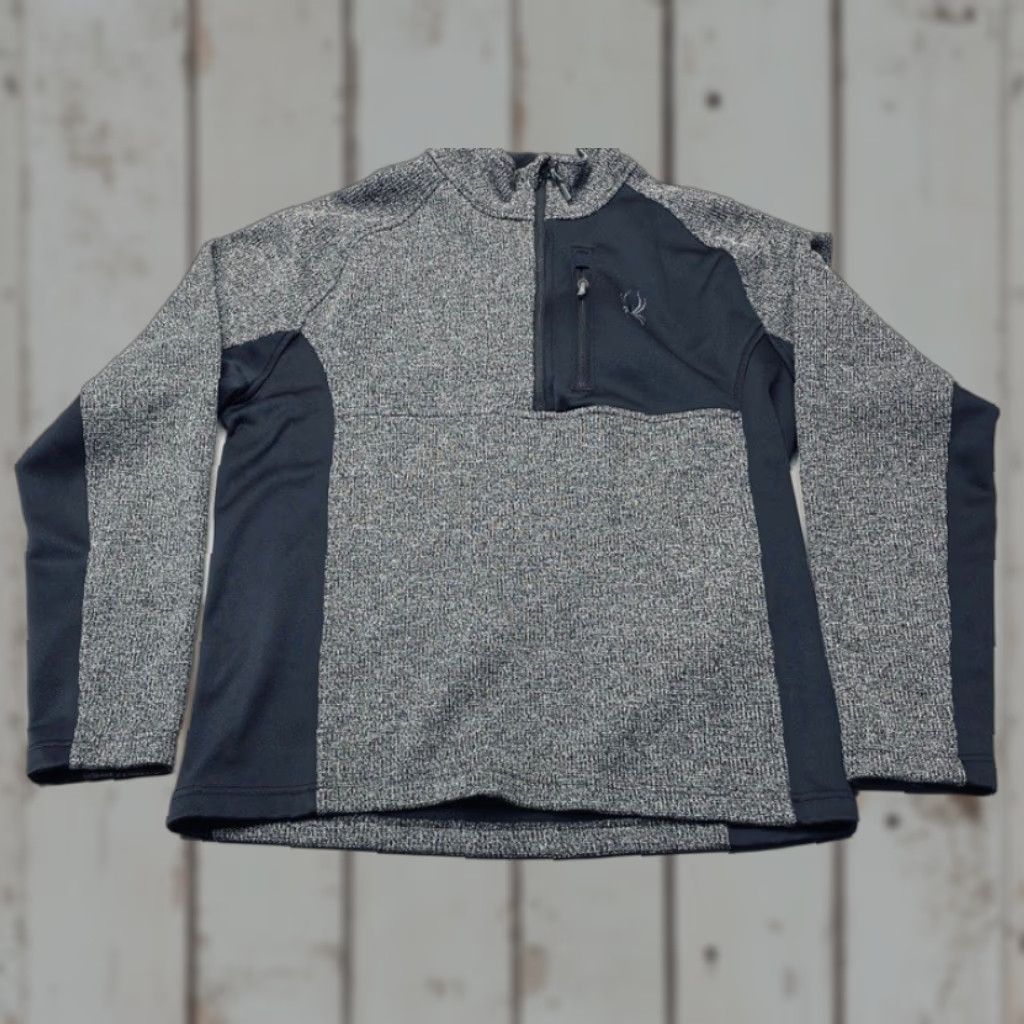 Spyder Spyder Jacket Shirt Mens Small Black Grey 1/2 Zip Zipped Pockets Short Stand-Up Collar Fleece Polyester Outdoor Walking Winter Fall Spring Regular Size US S / EU 44-46 / 1 - 1 Thumbnail