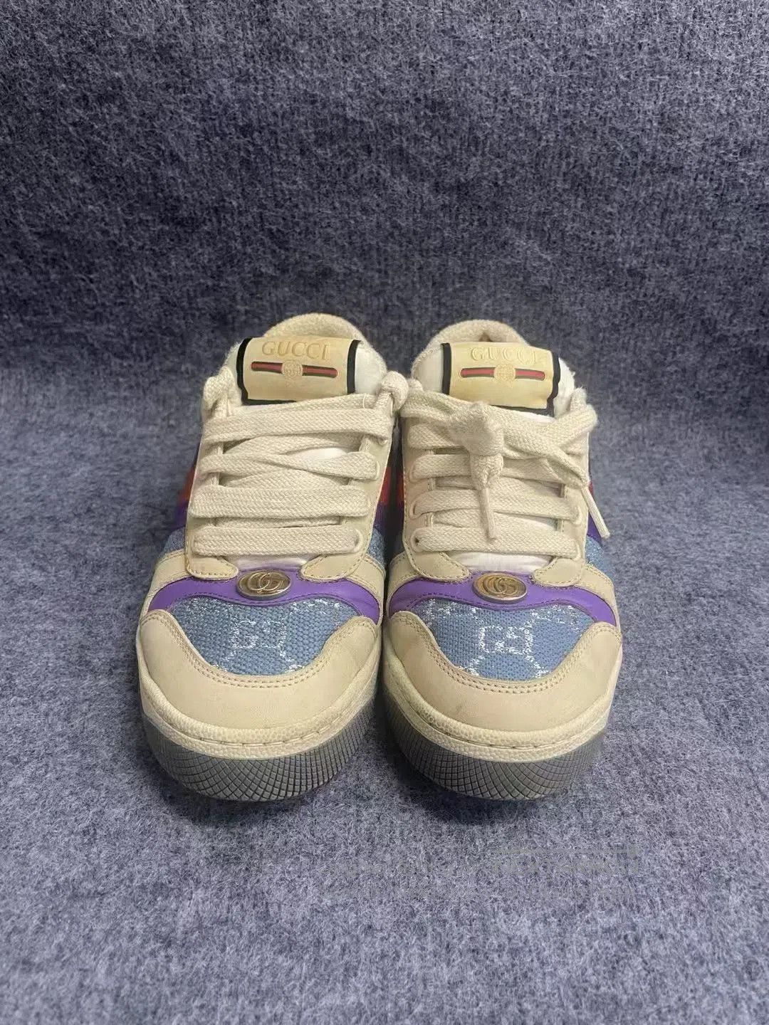Gucci Gucci Screener Leather GG Blue Sneakers. Size US 4.5 / IT 34.5 - 5 Thumbnail