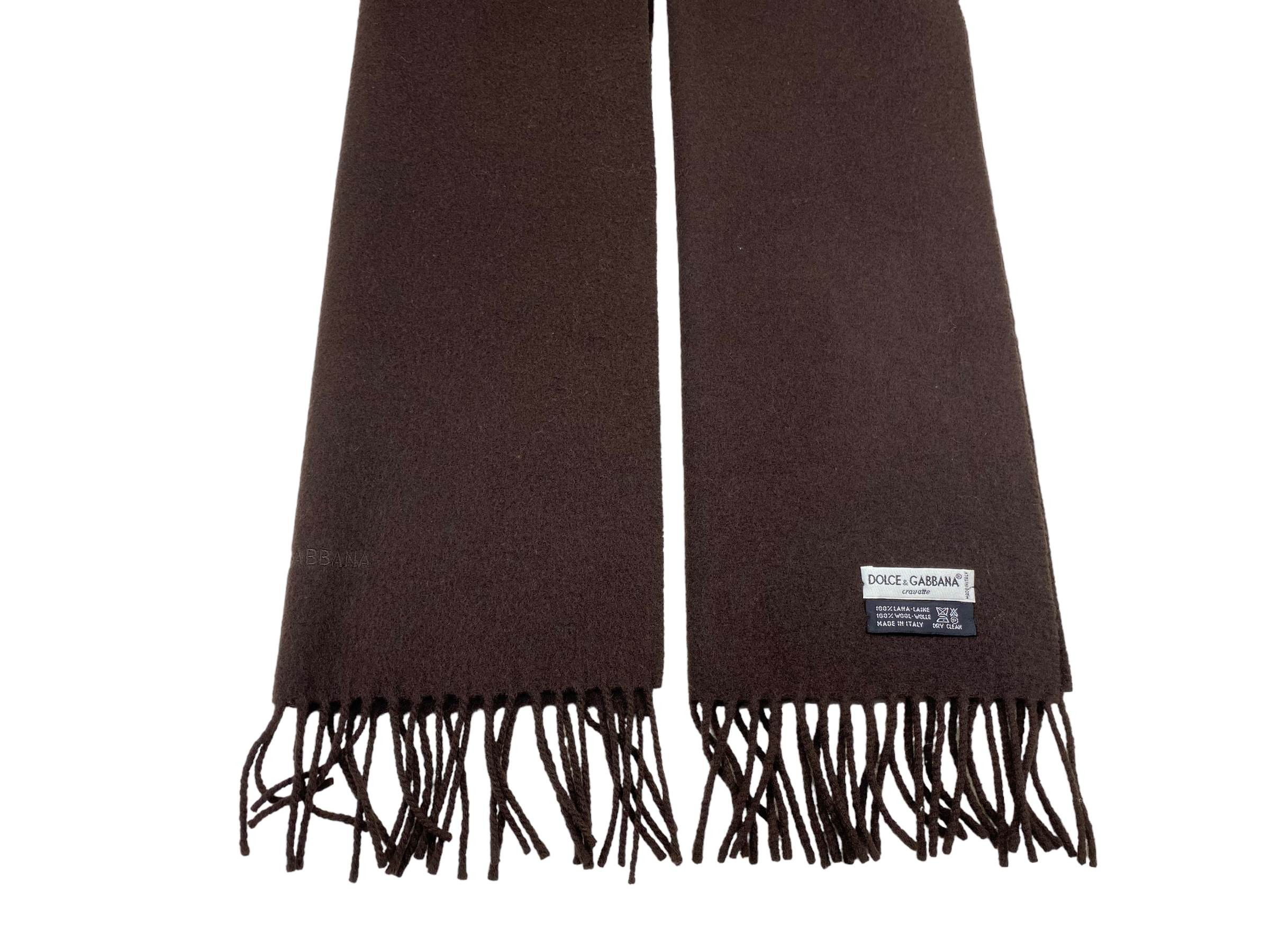 Dolce & Gabbana × Vintage Dolce&Gabbana Vintage Lambswool Scarf Dark Brown Winter Size ONE SIZE - 7 Thumbnail