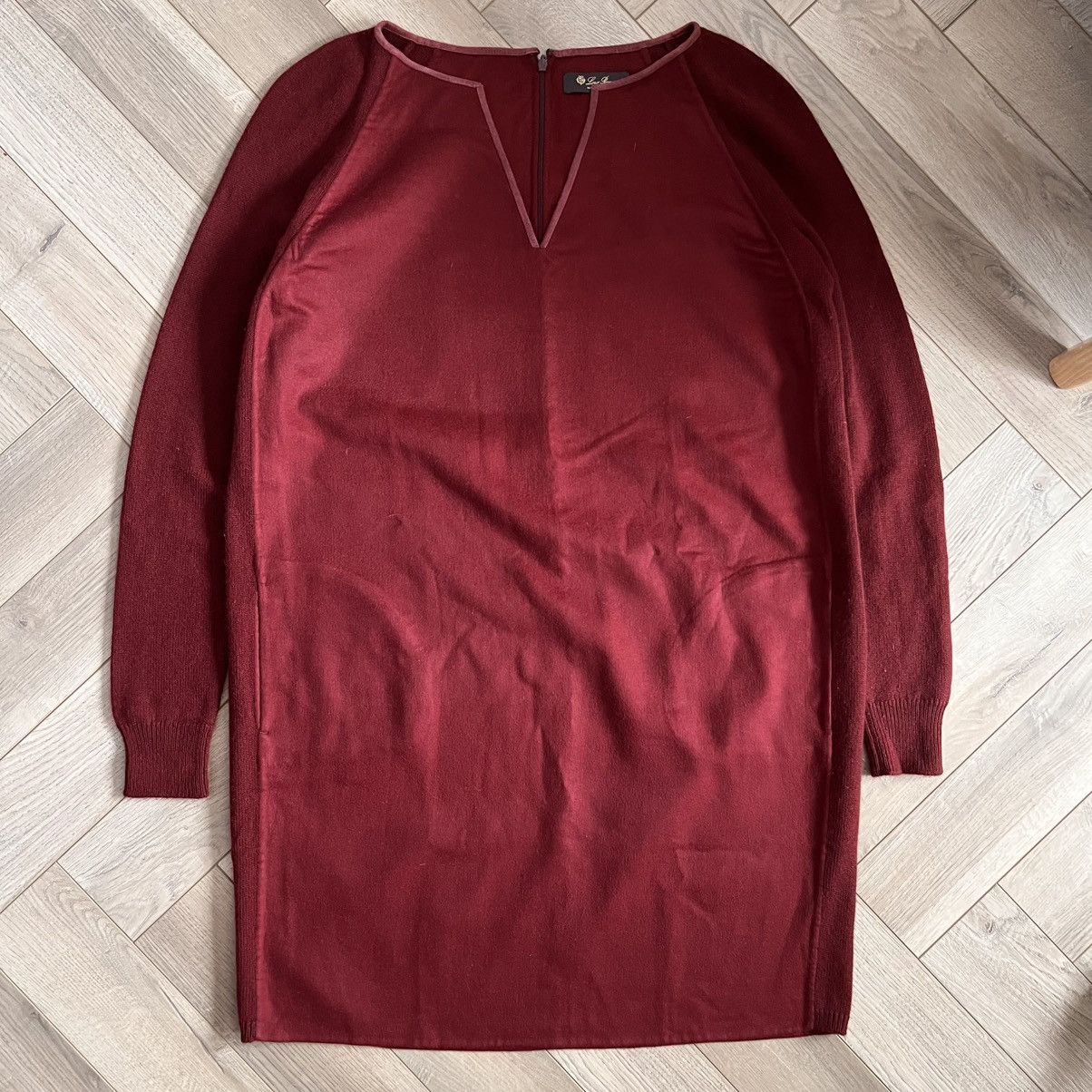 Loro Piana Loro Piana Baby Cashmere & Goat Suede Burgundy Dress Size XL / US 12-14 / IT 48-50 - 1 Thumbnail
