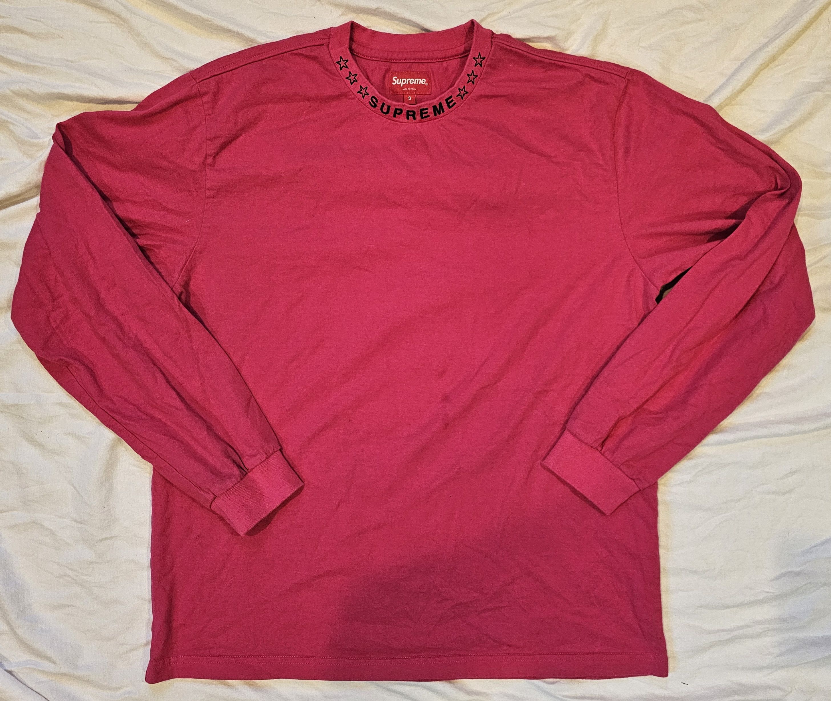 Supreme Supreme Neck Writing Long Sleeve Pink Size US S / EU 44-46 / 1 - 1 Thumbnail