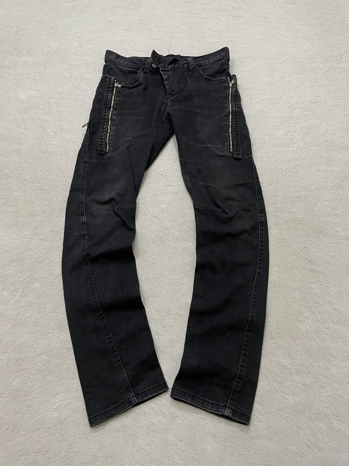 Japanese Brand 2000s Black Zipper Detail Denim Biker-Style Jeans LGB if6was Size US 31 - 2 Thumbnail