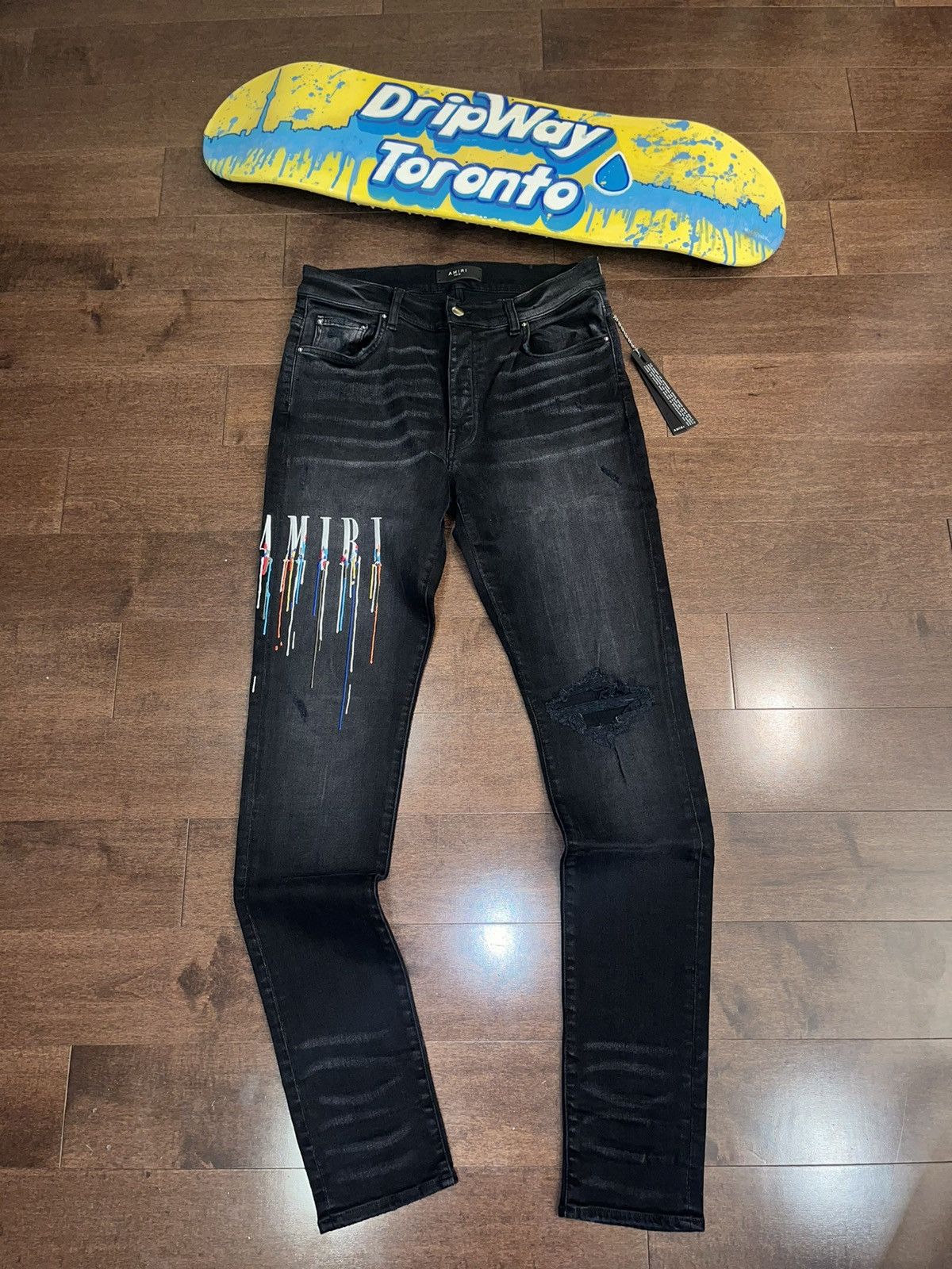 Paint drip jeans outlet