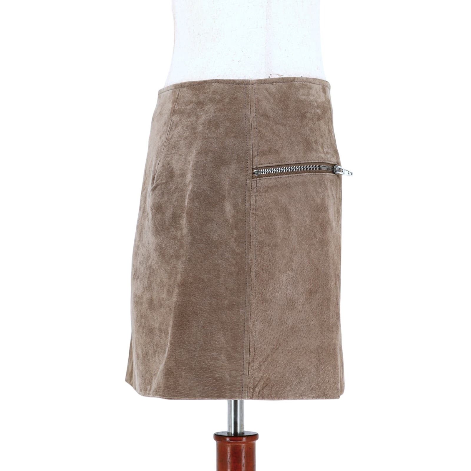 BLANKNYC BLANK NYC Women Tan Suede Leather Moto Mini Skirt Size 28 Size 28" / US 6 / IT 42 - 2 Thumbnail
