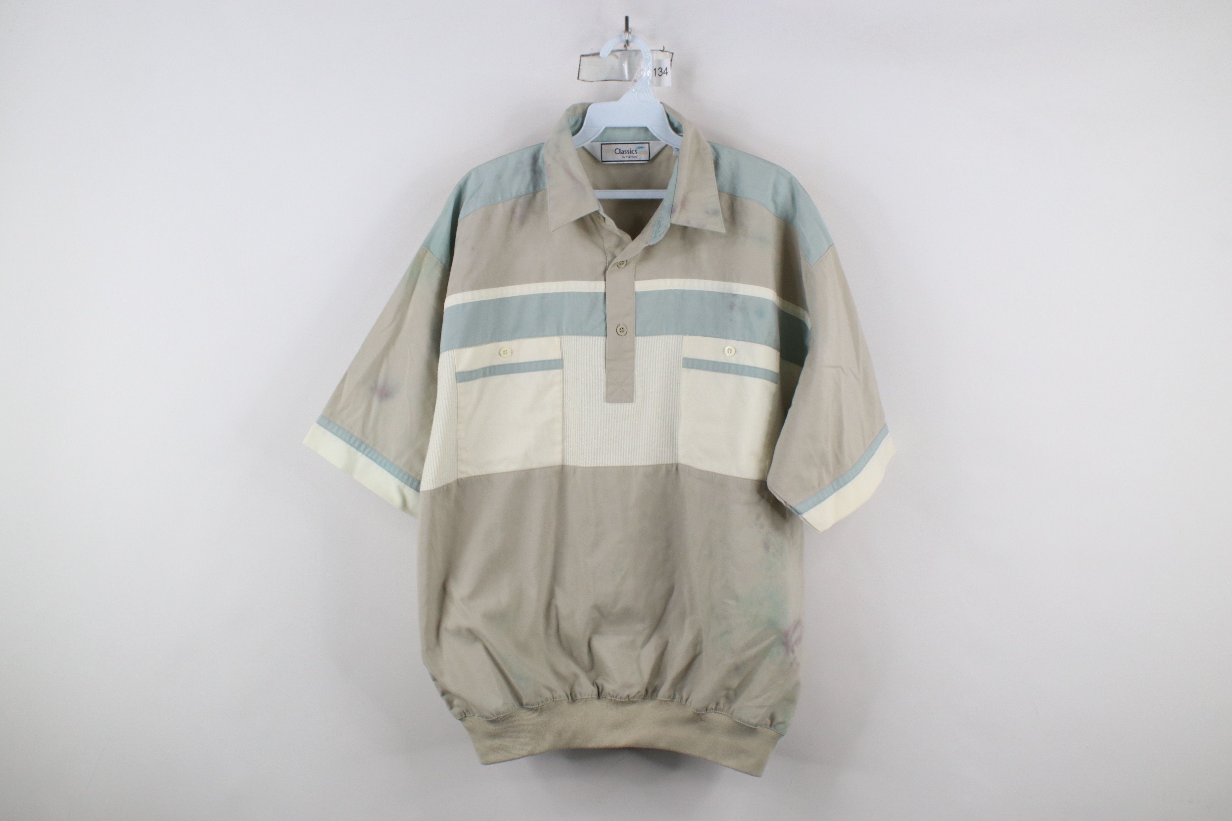Vintage Vintage 90s Streetwear Block Ribbed Pullover Polo Shirt Size US L / EU 52-54 / 3 - 1 Thumbnail