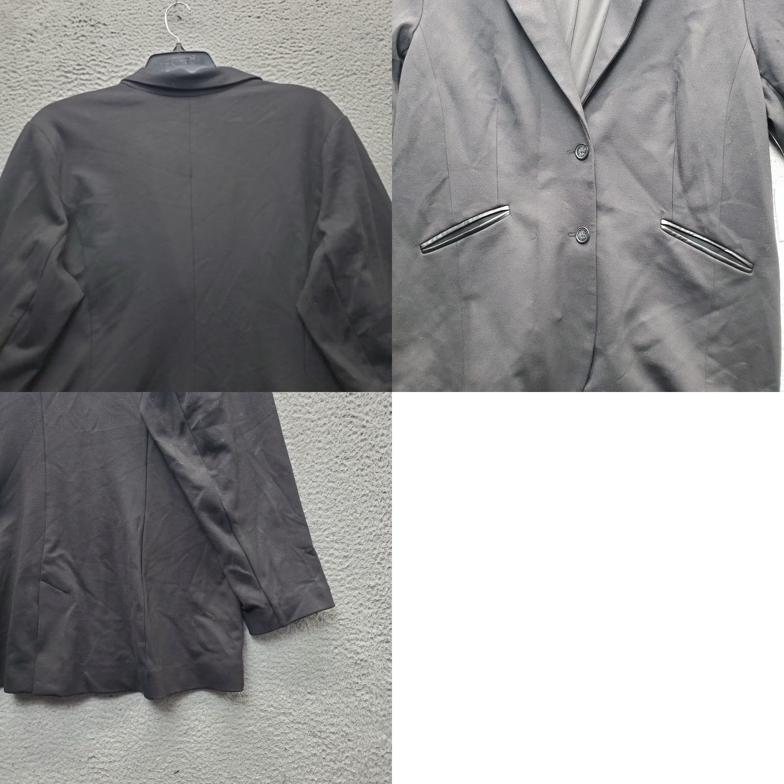 Vintage DG2 by Diane Gilman Blazer Womens 1X Black Faux Leather Trim Pockets Notch Lapel Blazer Jacket Women 1X Black NWT Mens Womens Size XL / US 12-14 / IT 48-50 - 8 Thumbnail