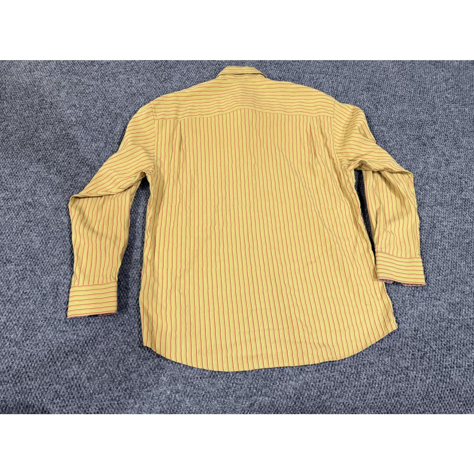 BUGATCHI Bugatchi Uomo Shirt Mens L Yellow Stripe Long Sleeve Button Front Dress Top Size US L / EU 52-54 / 3 - 5 Thumbnail