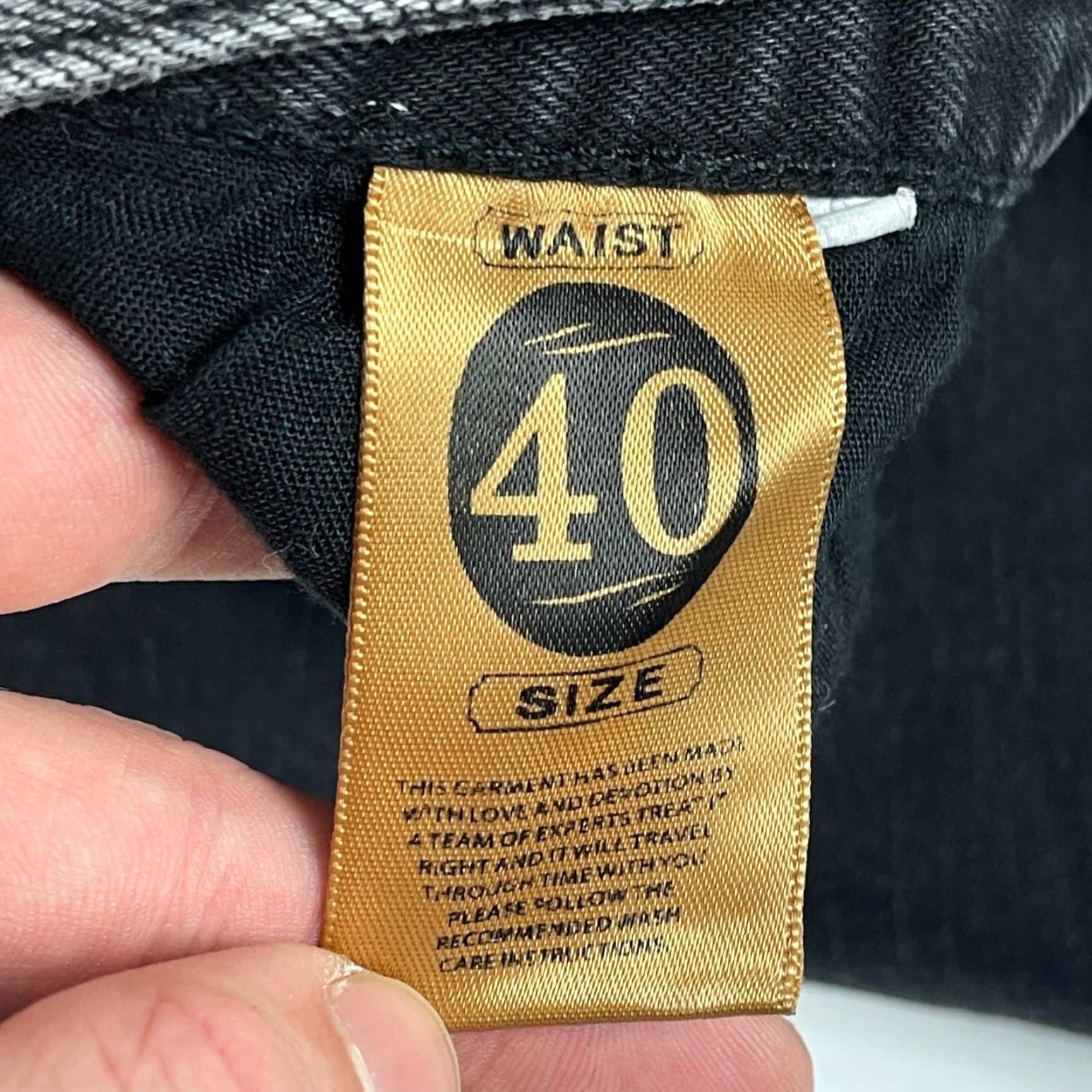Vintage Grindhouse Jeans Men 40 x 33 Black Slim Straight Dark Wash Denim Distressed 5-Pocket Logo Embroidered Streetwear Biker Size US 40 / EU 56 - 7 Thumbnail