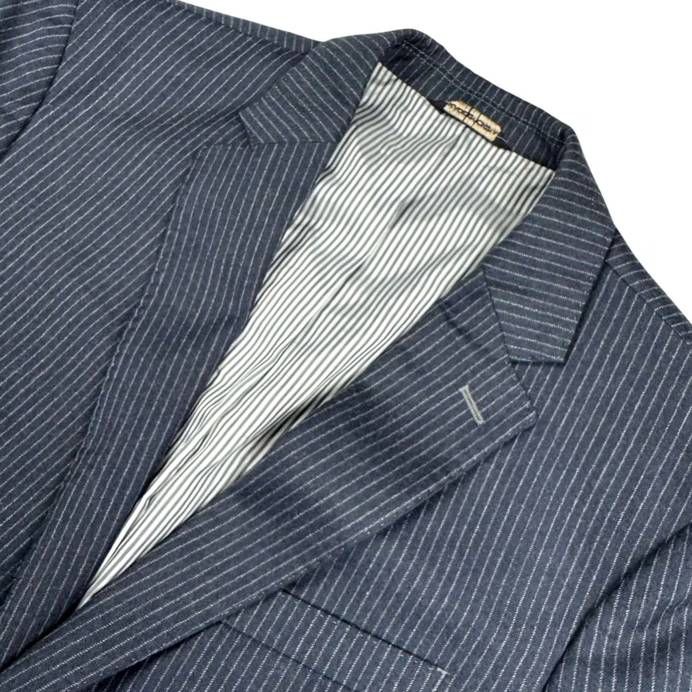 Banana Republic Banana Republic Men's Blazer Jacket Gray Railroad Stripe Flannel 2-Button 40R Size 40R - 2 Thumbnail