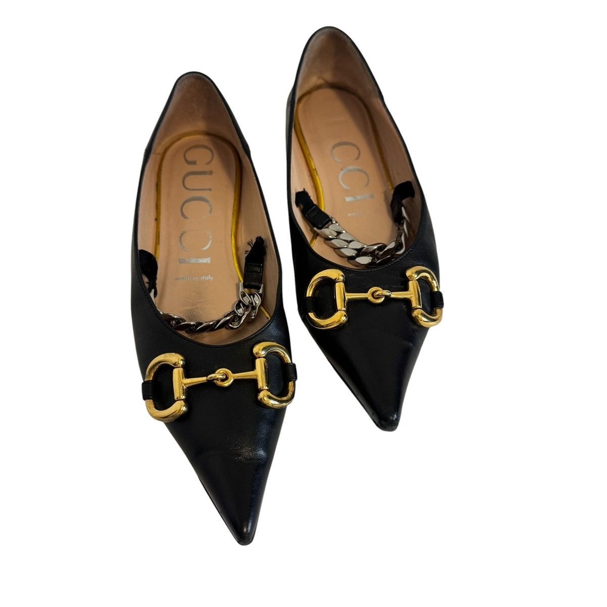 Gucci Gucci Deva Horsebit Chain Ballet Flats Black Leather Size 38 Size US 7.5 / IT 37.5 - 6 Thumbnail