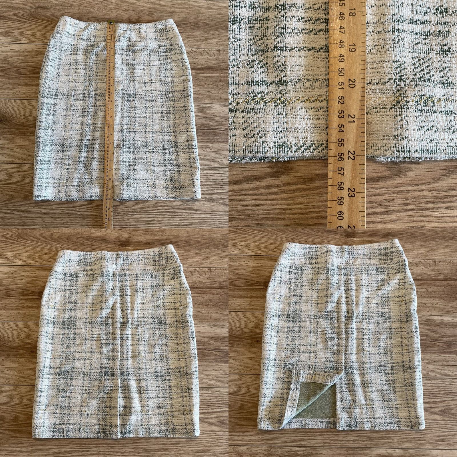 Vintage SOHO Skirt Womens Size M White/Green Pencil Midi Stretch Elastic Waist Regular Vintage No Size 32" / US 10 / IT 46 - 8 Thumbnail