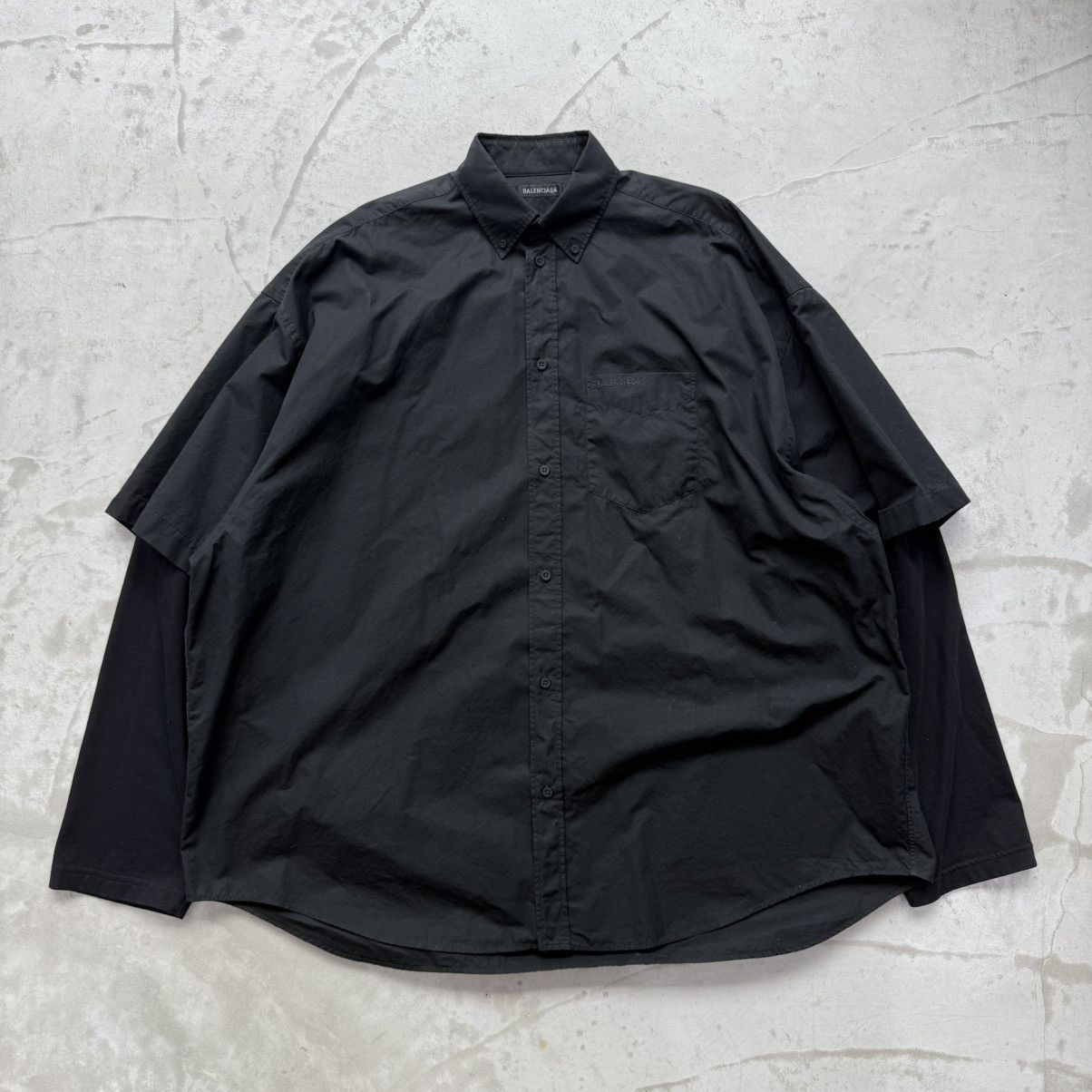 Balenciaga Balenciaga Logo Pocket Fake Layers Oversized Shirt Size US S / EU 44-46 / 1 - 1 Thumbnail