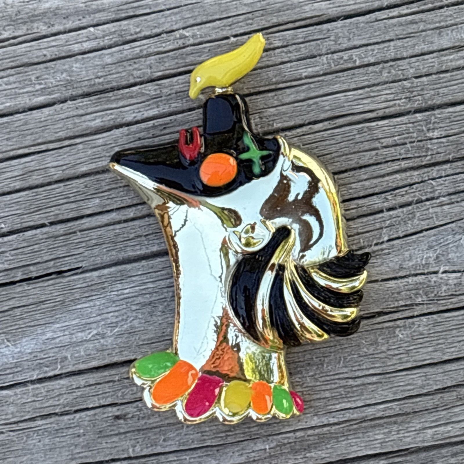 Other Vtg AJC Enamel Clown Brooch Pin Gold Tone Bird 70s 80s Pierr Size ONE SIZE - 8 Thumbnail
