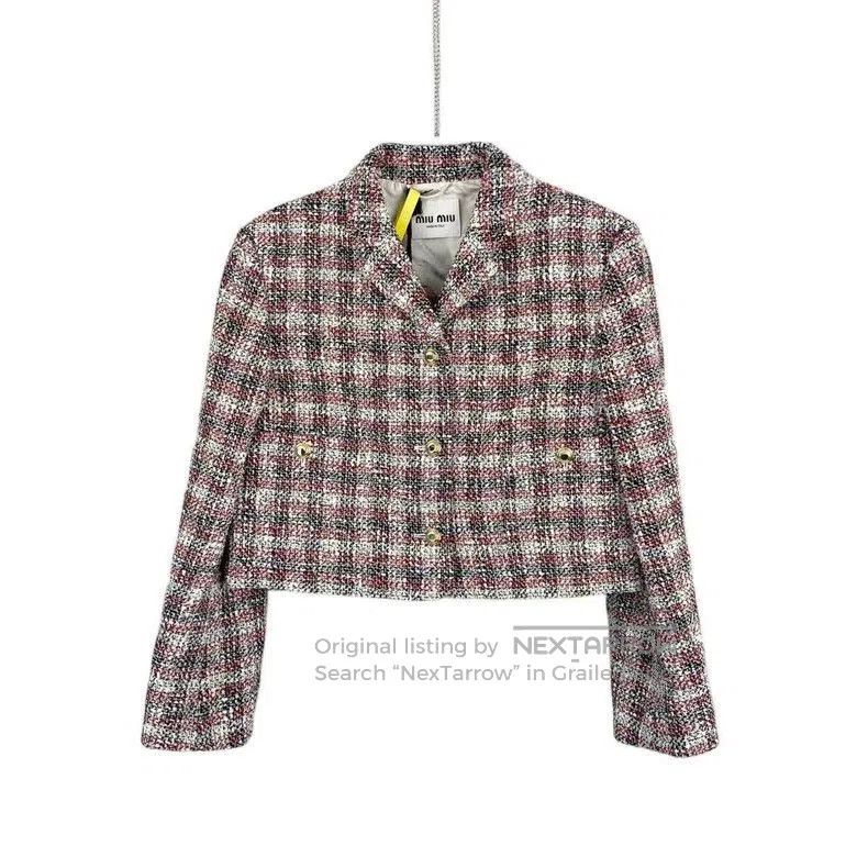 Miu Miu MiuMiu 23SS Logo Tweed Wool Jacket. Size US M / EU 48-50 / 2 - 1 Thumbnail