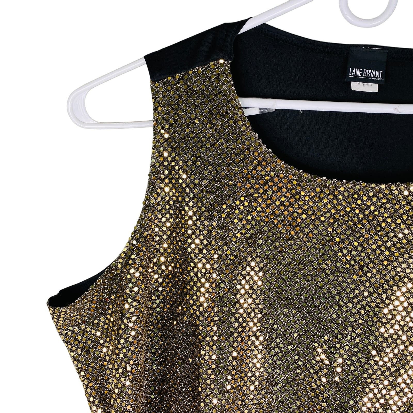 Other Lane Bryant Tank Gold Sequins 3X Lined Stretch Size 3XL / US 20-22 - 4 Thumbnail