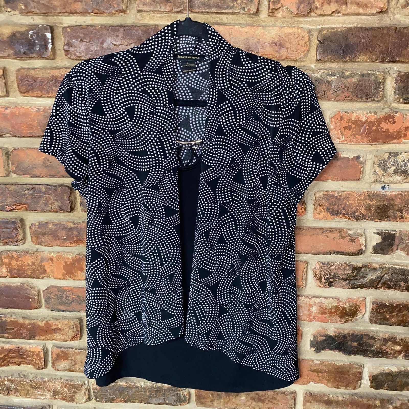 Other Susan Lawrence Black & White Short Sleeve Blouse Size Small Size S / US 4 / IT 40 - 1 Thumbnail