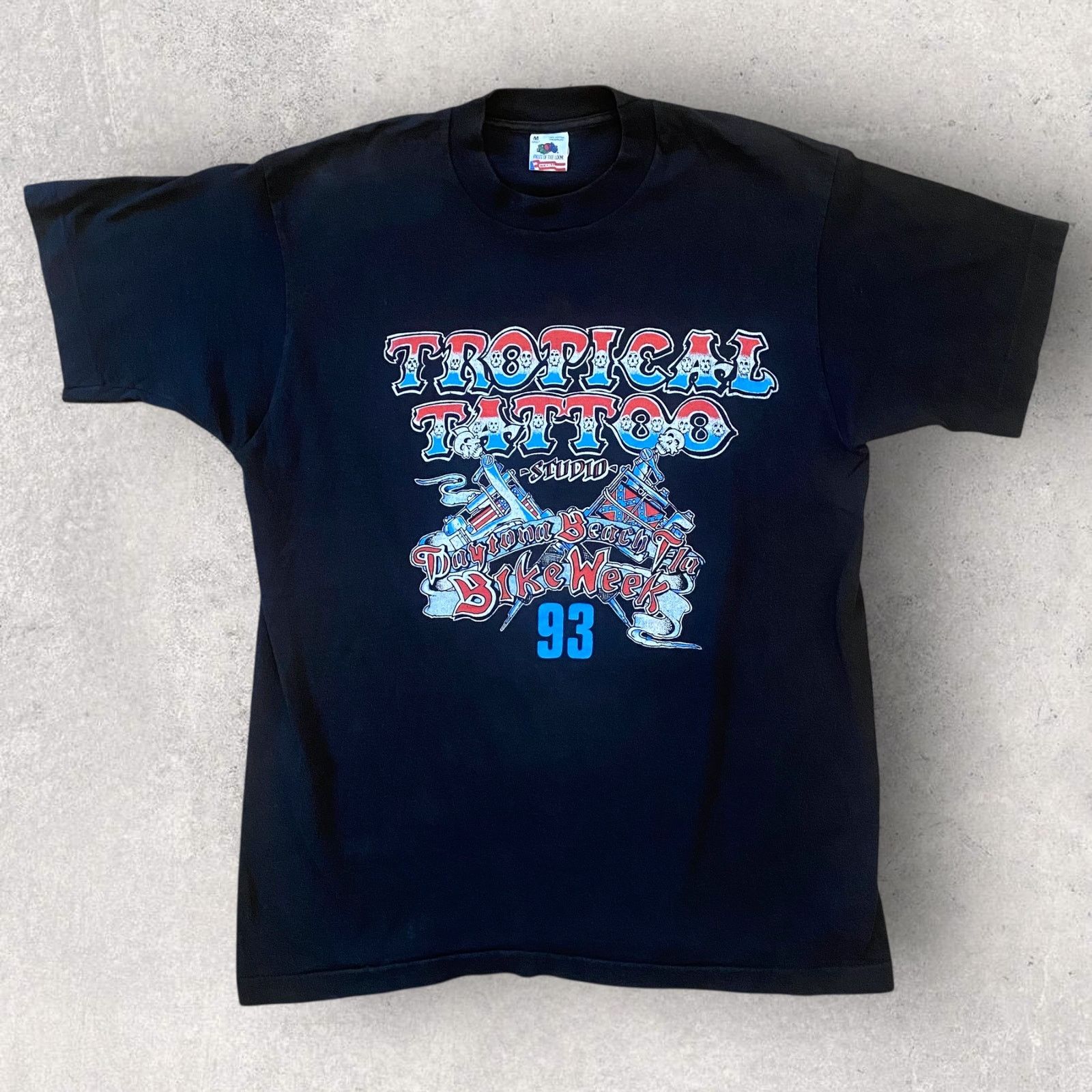 Daytona × Harley Davidson × Vintage Vintage 1993 Bike Week Daytona Tropical Skull Tattoo T Shirt Size US M / EU 48-50 / 2 - 1 Thumbnail