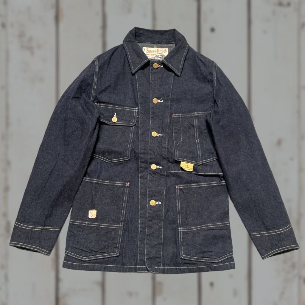 Sugar Cane Sugar Cane Japan Denim Chore Workwear Jacket 36 NWT Blue Cotton Denim Unisex Adults Vintage Heritage 40s 50s 60s Engineer Americana Biker Riding NWT Size US XXS / EU 40 - 1 Thumbnail