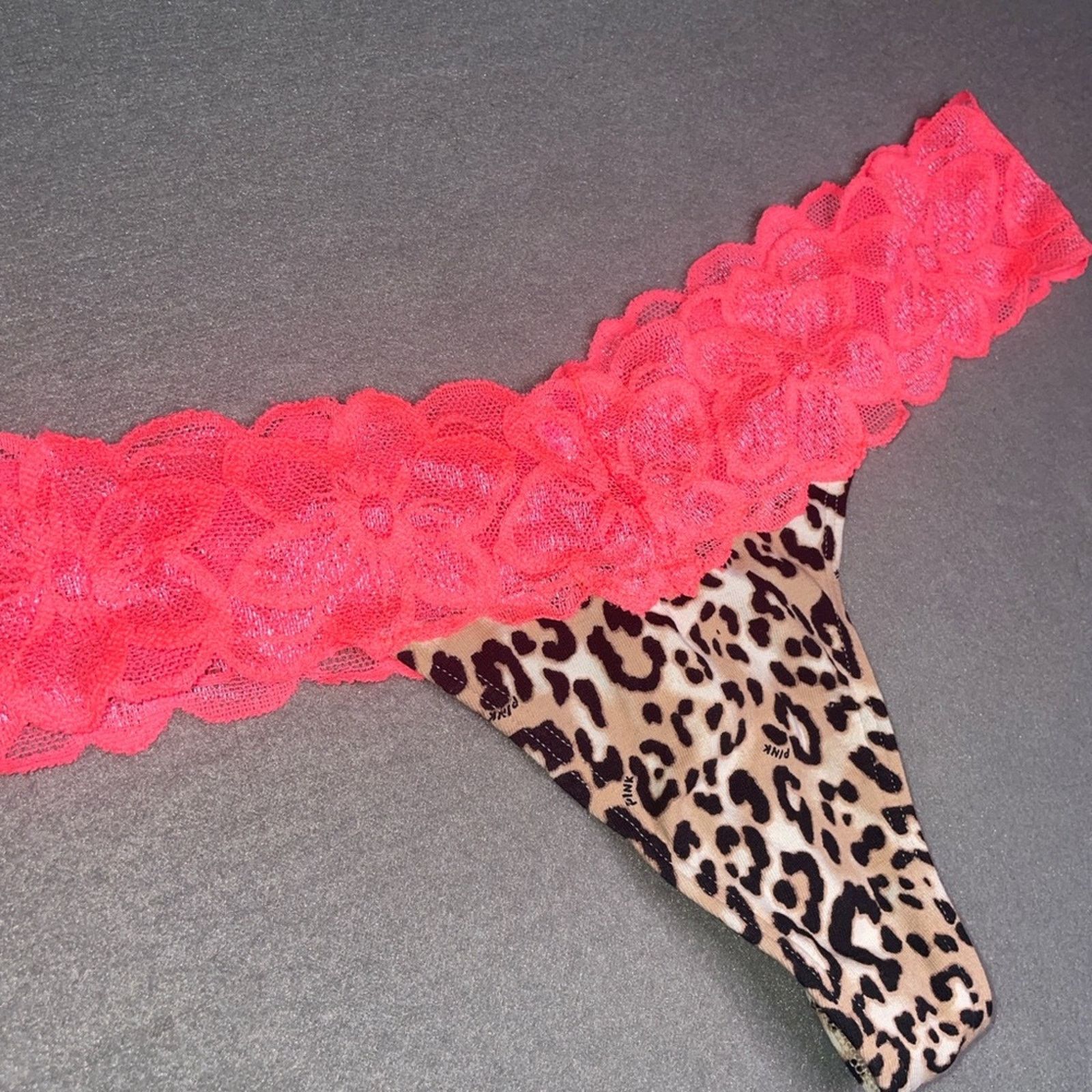 Victoria's Secret Victoria’s Secret’s Leopard Hot Neon Lace Thong NEW M Size ONE SIZE - 8 Thumbnail