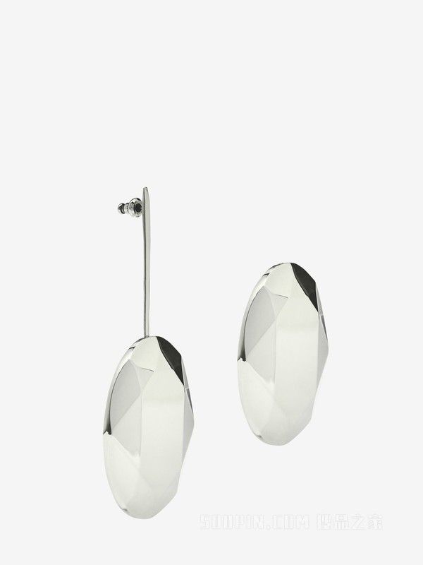 Alexander McQueen o1loc1c0625 Size:OS/Asymmetric Faceted Earrings in Silver Size ONE SIZE - 2 Thumbnail