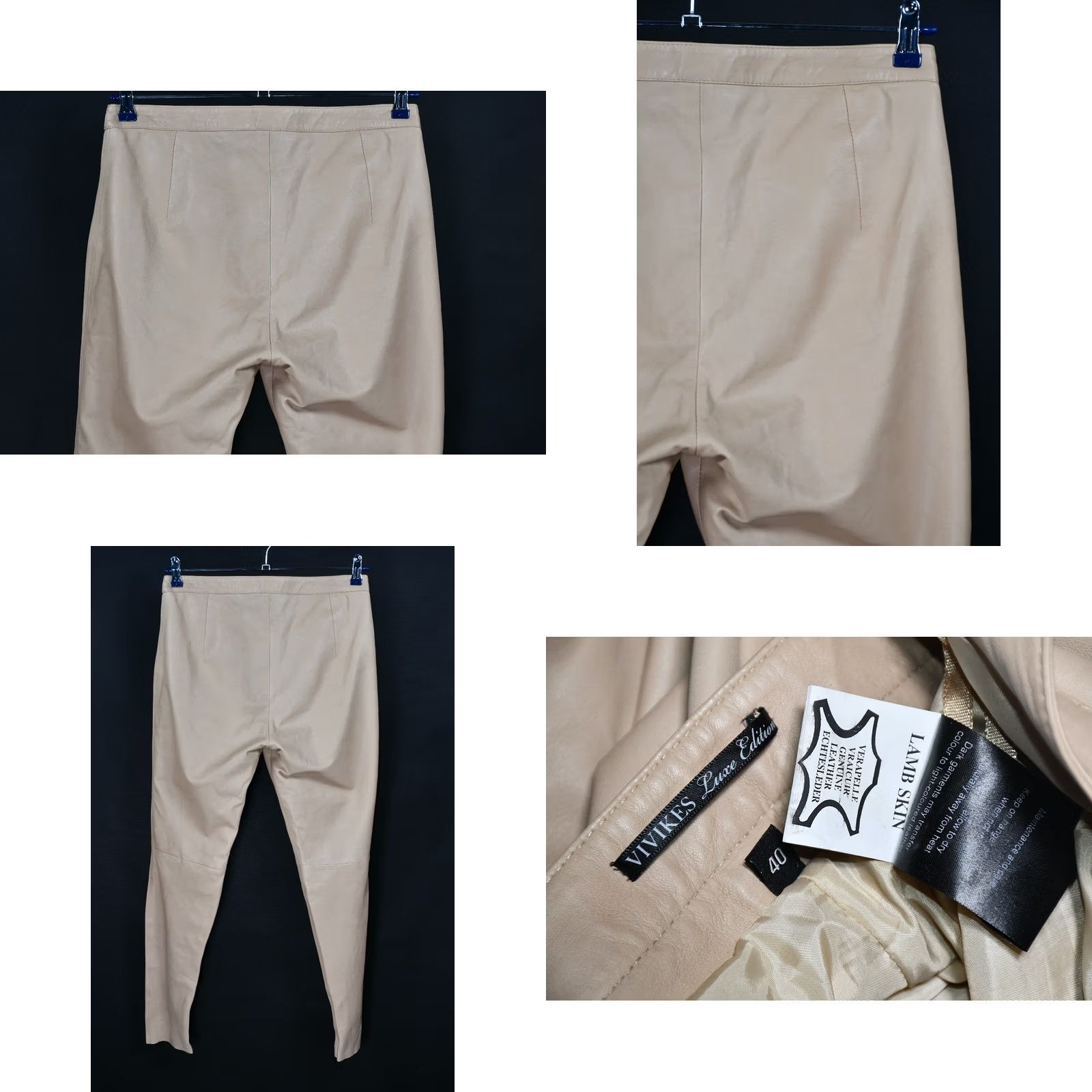 Vintage VIVIKES LUX EDITION PANTS Women's 40 Beige Leather Jeans Comfortable Style Leather Pants 40 Womens Size 27" / US 4 / IT 40 - 8 Thumbnail