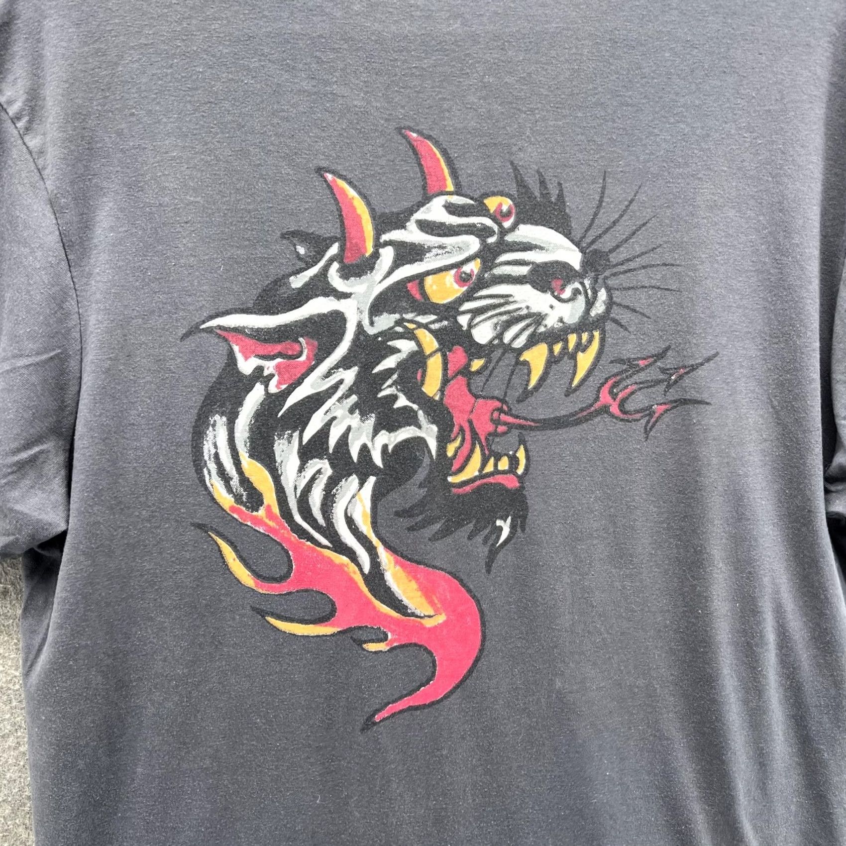 Ed Hardy Ed Hardy Shirt Mens Medium Gray Graphic Tiger Flames Tattoo Tee EMHD1100-34 Size US M / EU 48-50 / 2 - 5 Thumbnail
