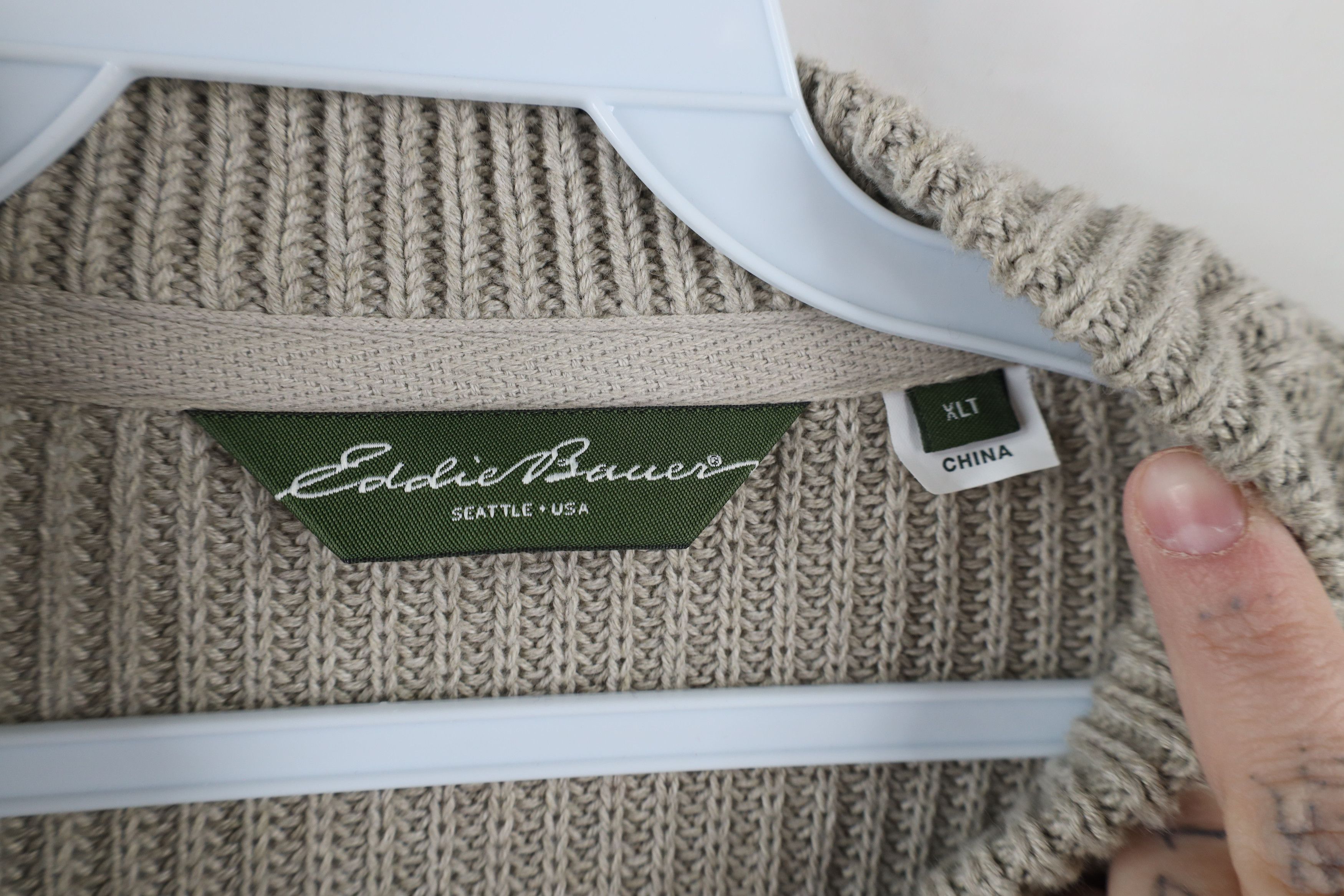 Eddie Bauer × Vintage Vintage Eddie Bauer Ribbed Knit Henley Sweater Beige Cotton Size US XL / EU 56 / 4 - 5 Thumbnail