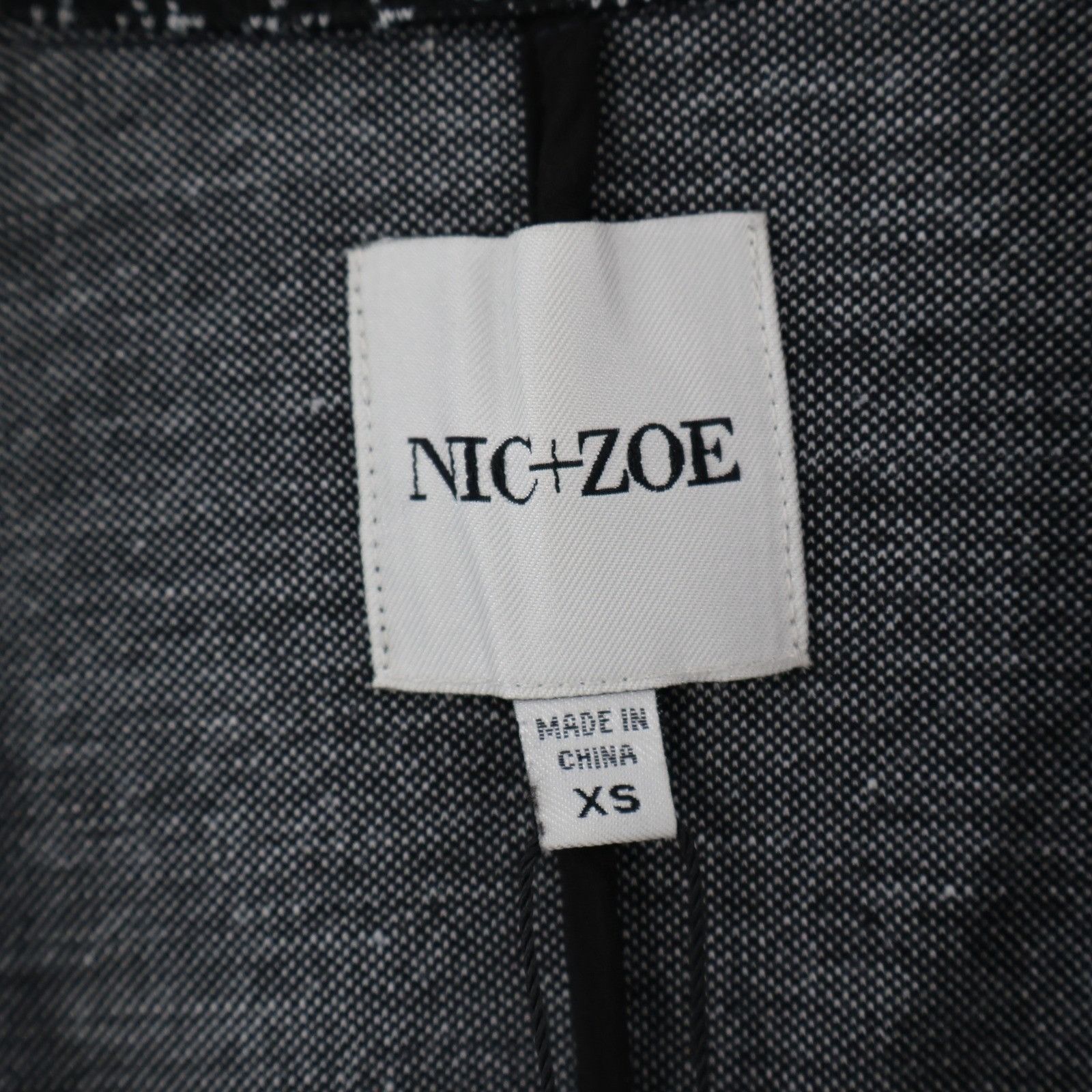 NIC+ZOE NIC+ZOE Dotty Grid Zip Jacket Womens XS Black Knit Career Po Size XS / US 0-2 / IT 36-38 - 2 Thumbnail
