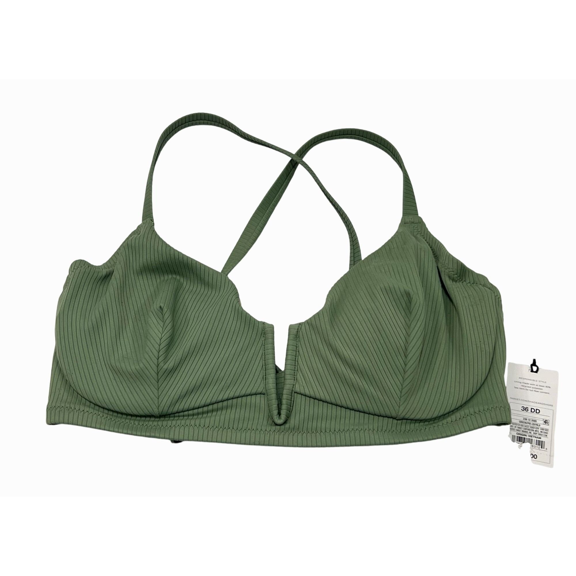 Other Shade & Shore - Women's Ribbed Longline V-Wire Bikini Top - Size ONE SIZE - 3 Thumbnail