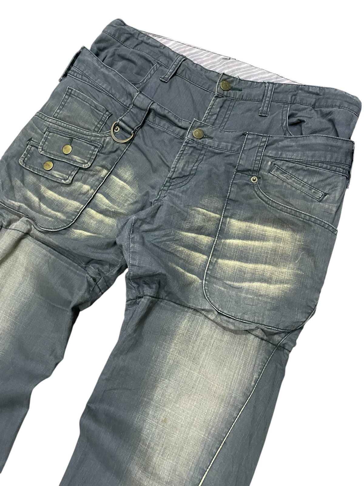 5351 POUR LES HOMMES × PPFM PPFM Japan Layered Double Waist Pocket Punk Wash Pants Size US 34 / EU 50 - 4 Thumbnail