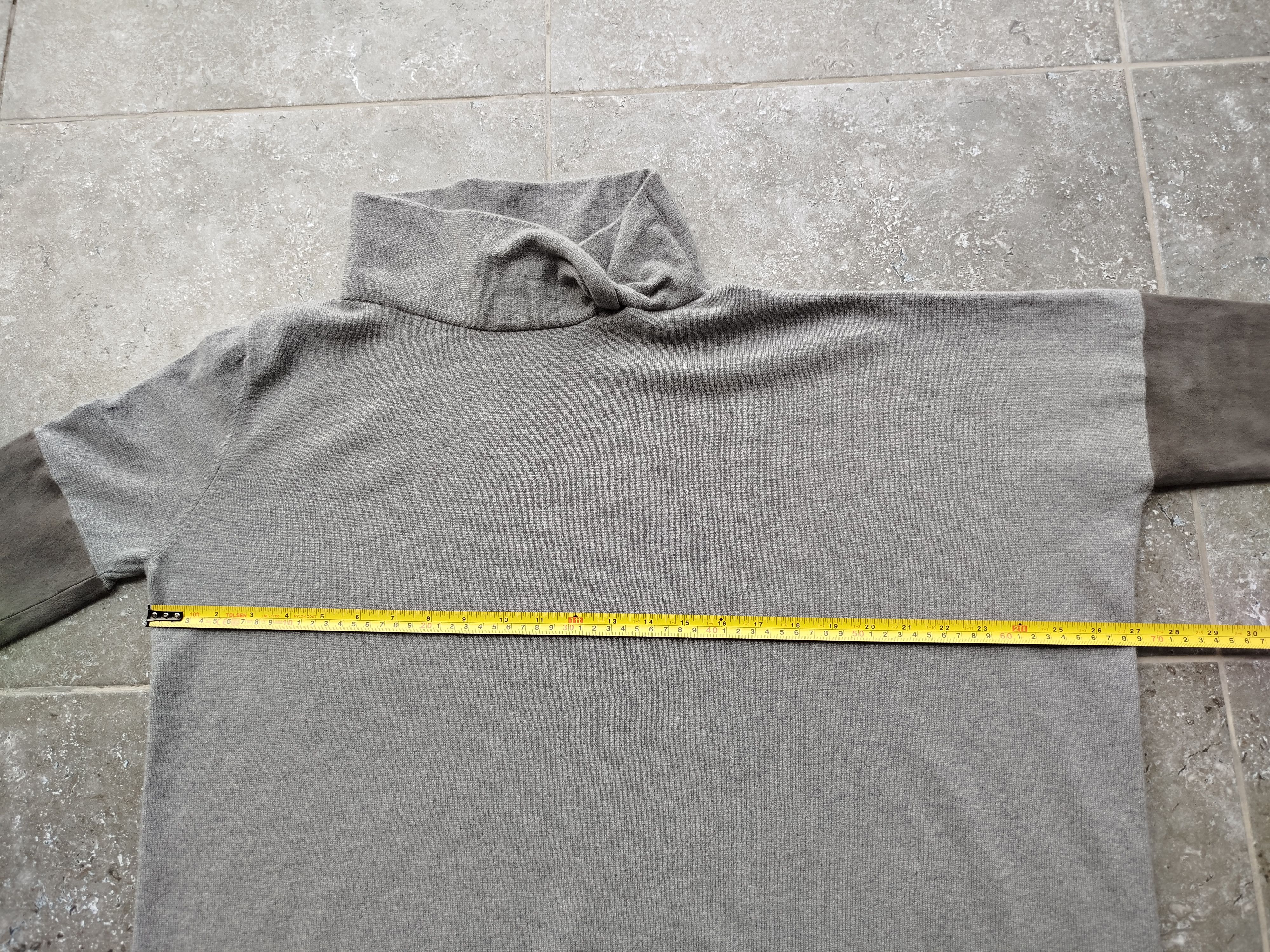 Brunello Cucinelli Pullover Sweater Cashmere Leather Sleeves Size L-XL Size L / US 10 / IT 46 - 15 Thumbnail