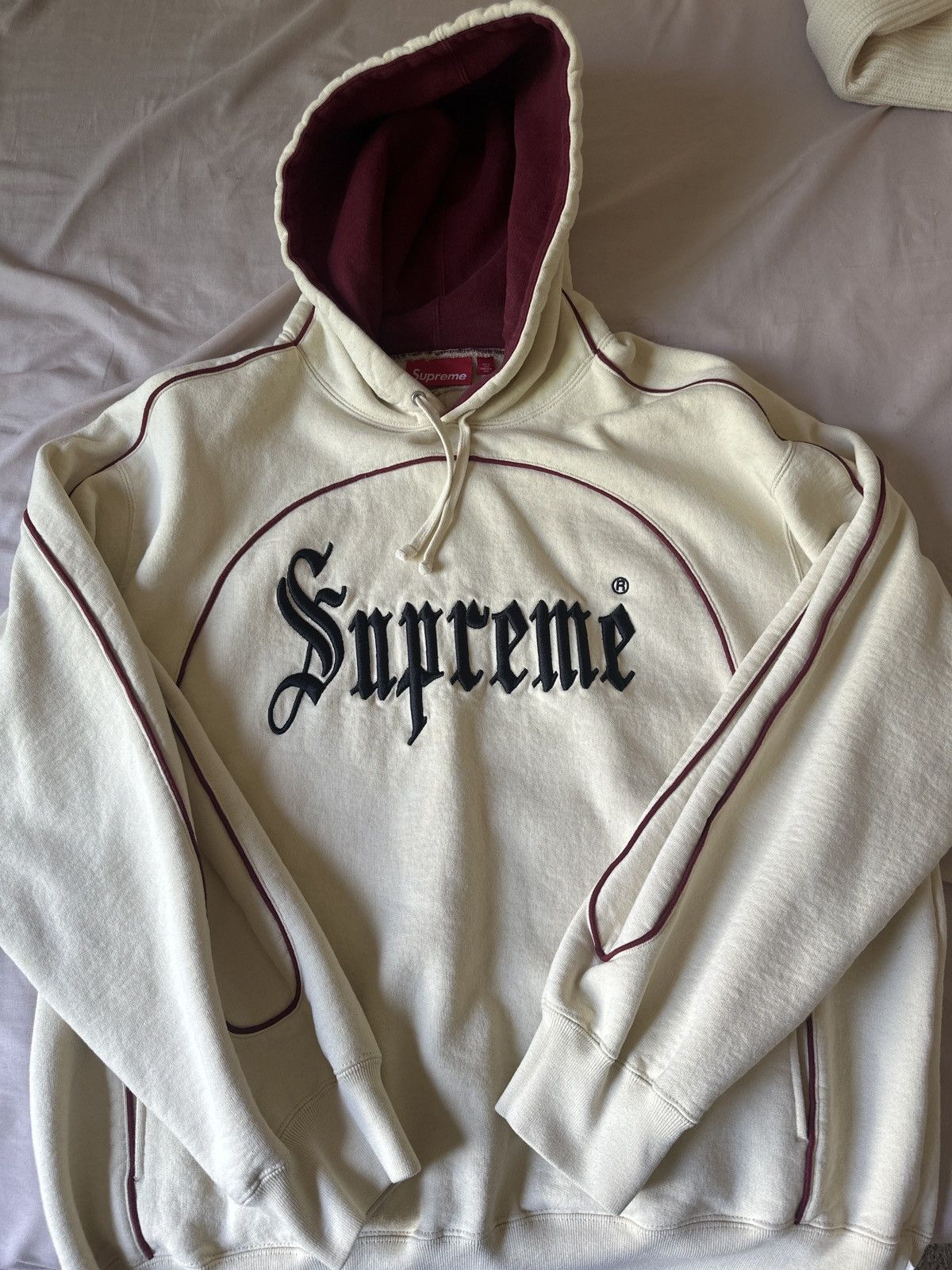 Supreme Supreme Curve Piping Hooded Sweatshirt Natural Large Size US L / EU 52-54 / 3 - 1 Thumbnail