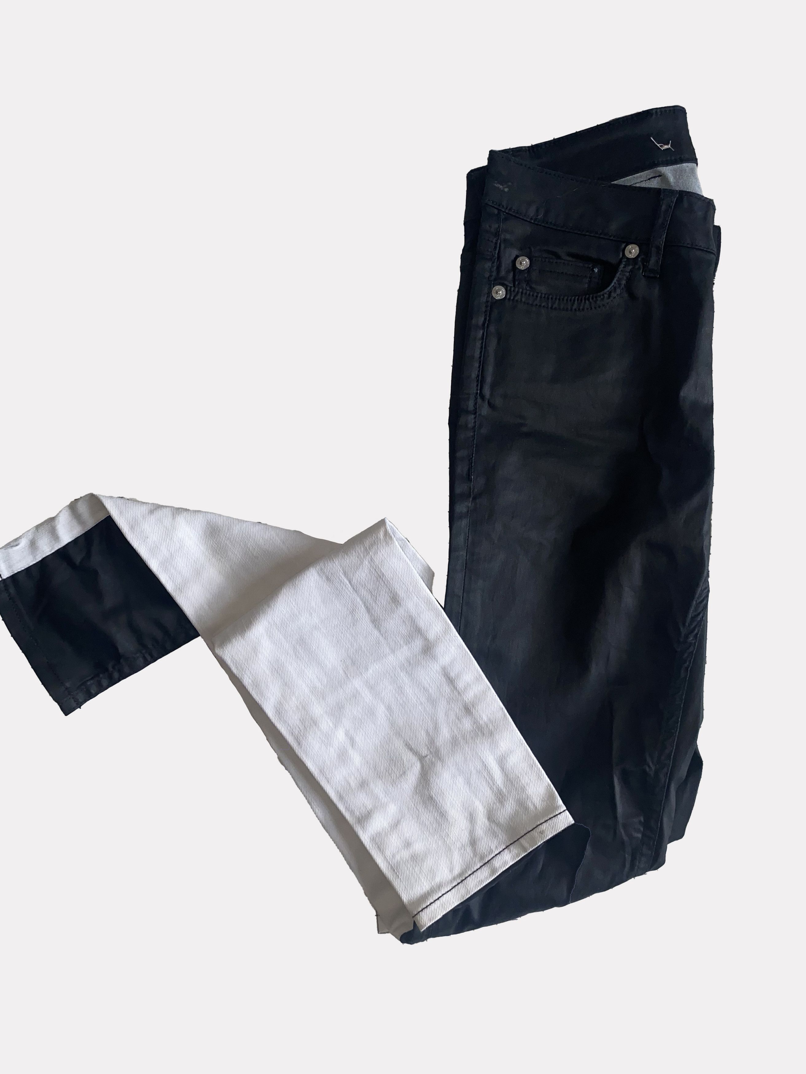 image of Blk Dnm Xs Skinny Leather Pants With White Calf Detail in Black, Men's (Size 26)