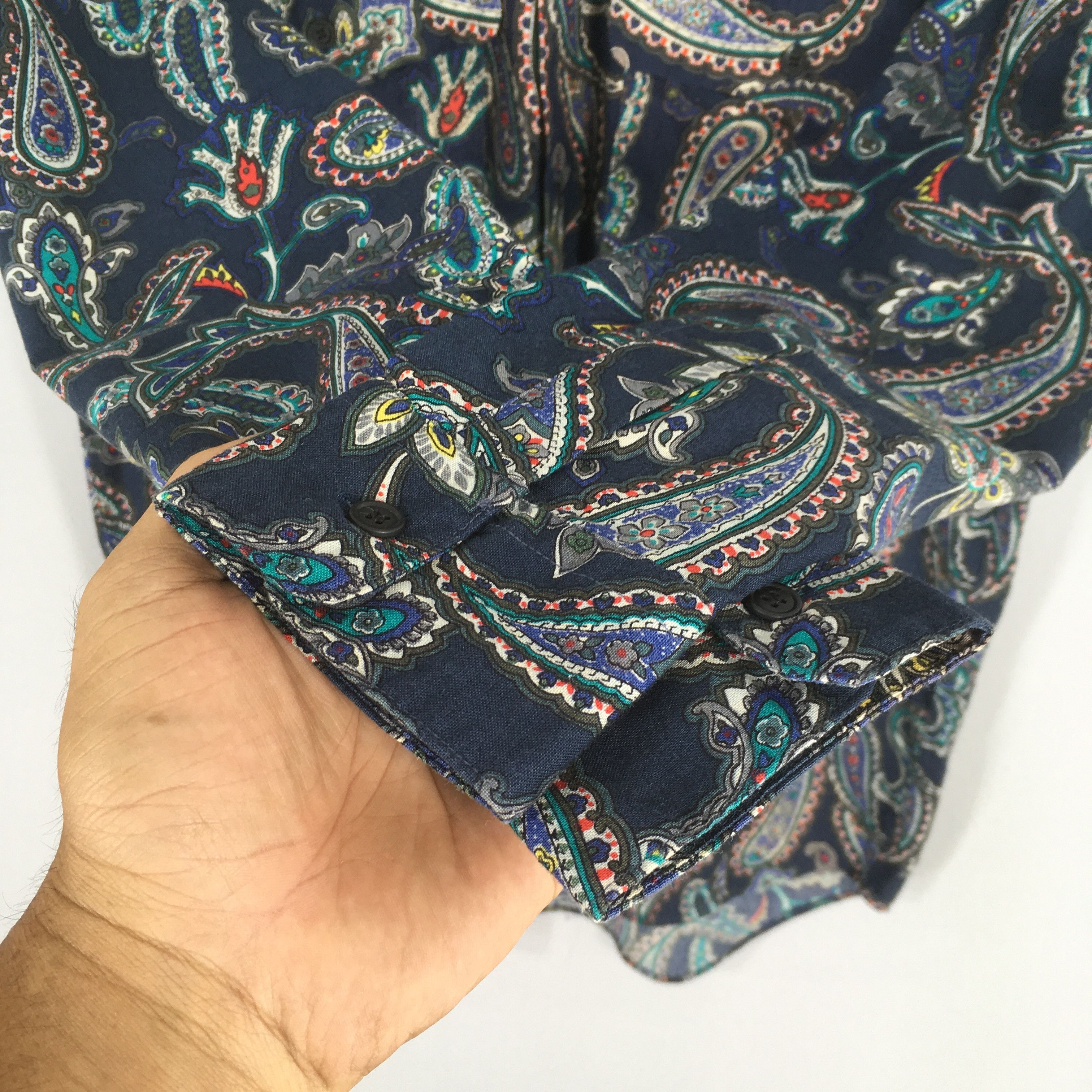 Vintage Vintage Paisley Floral Pattern Blue Shirt Large Size US L / EU 52-54 / 3 - 4 Thumbnail