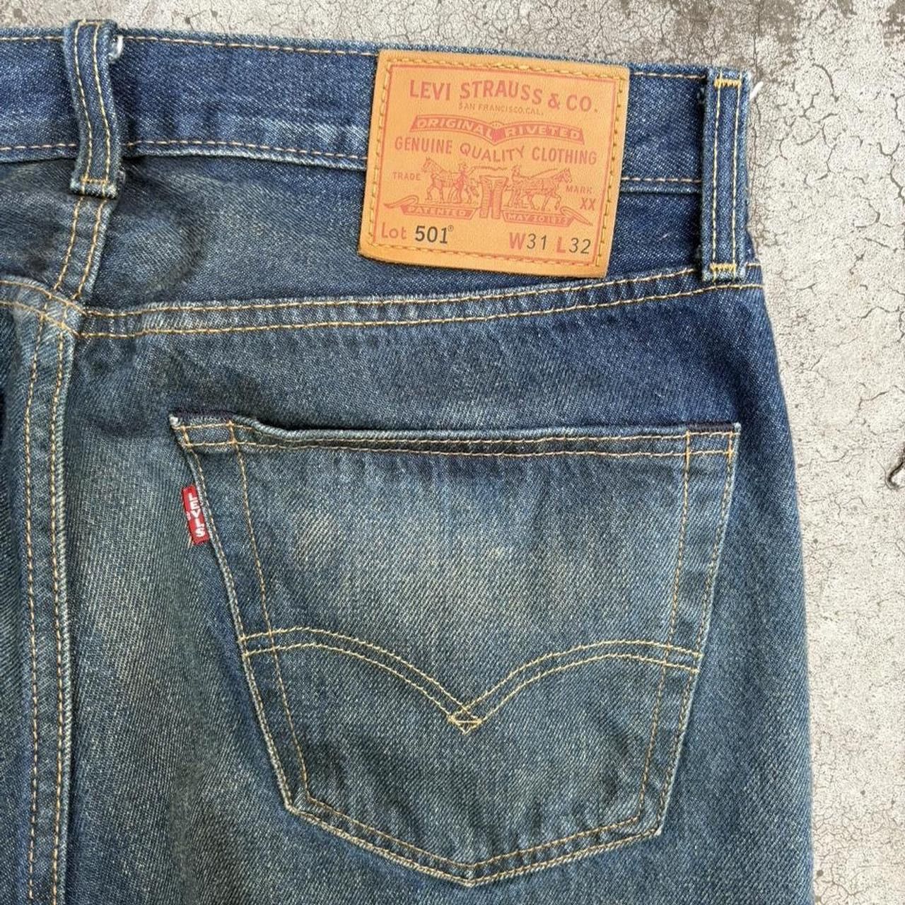 Levi's Levi's 501 Original Premium Blue Denim Straight Fit Jeans Size US 31 - 3 Thumbnail