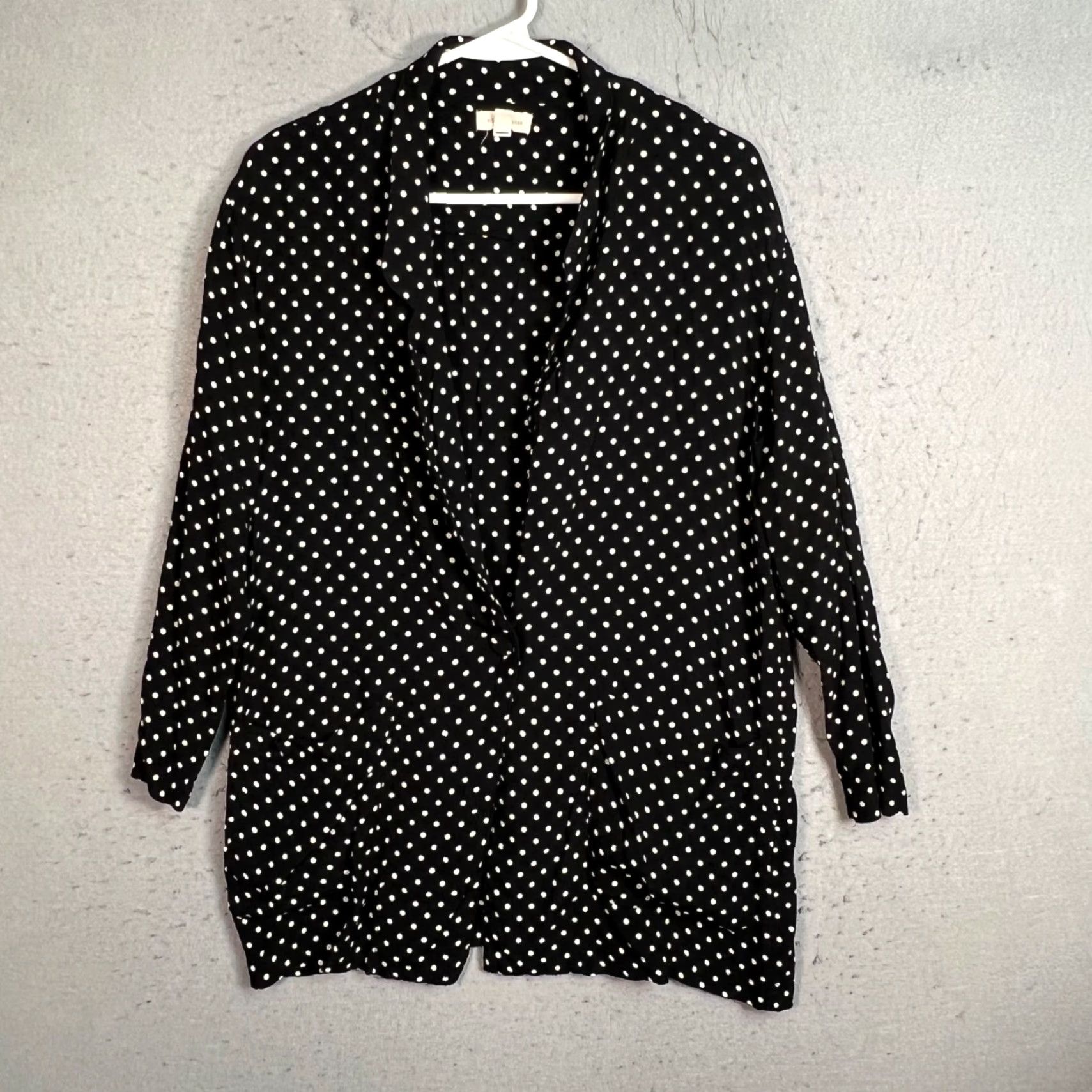 Vintage Silence + Noise Cardigan Open Front Polka Dot Black & White Womens Medium Pullover Sweater Knit Open Front Casual Autumn Winter Spring Womens Size M Size M / US 6-8 / IT 42-44 - 2 Thumbnail