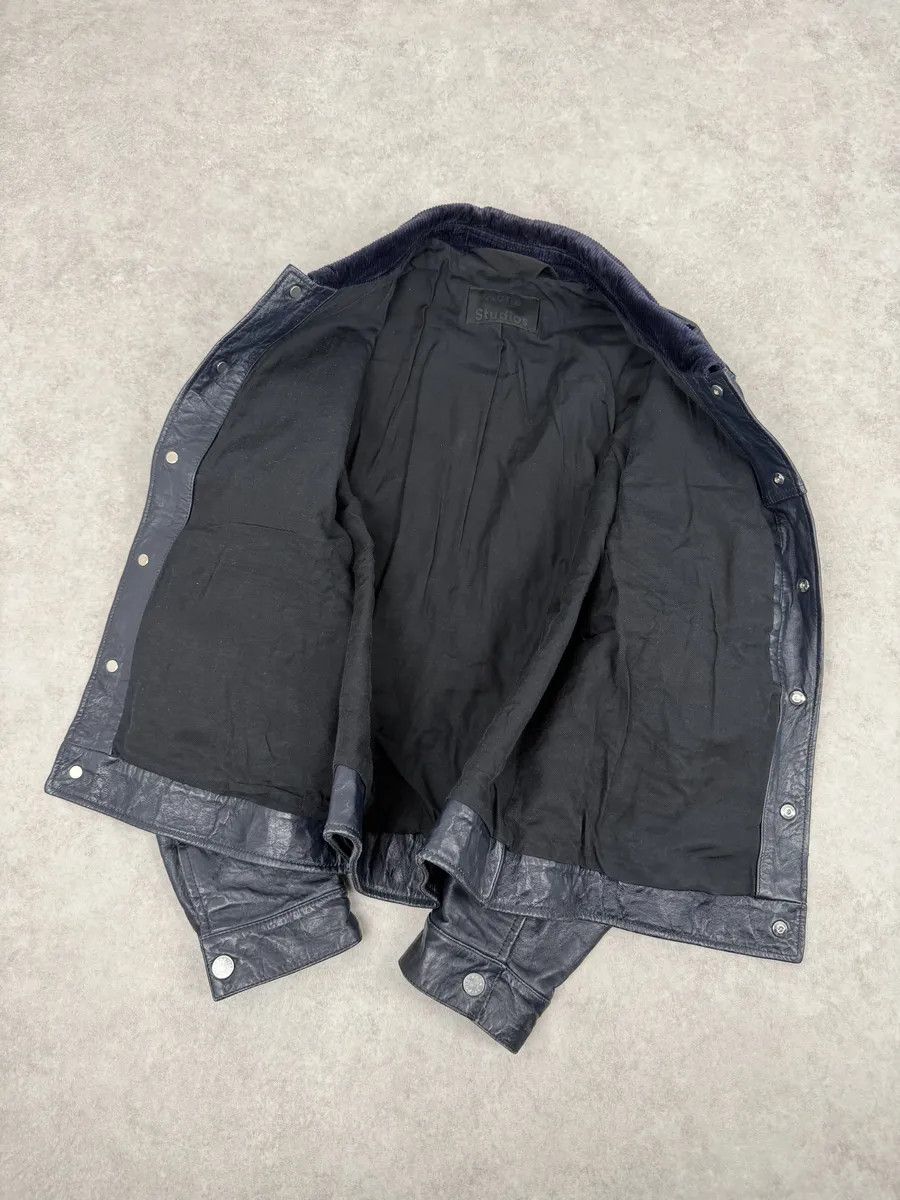 Acne Studios SS2017 Acne Studios Arno Velvet Collar Navy Leather Jacket Size US M / EU 48-50 / 2 - 7 Thumbnail