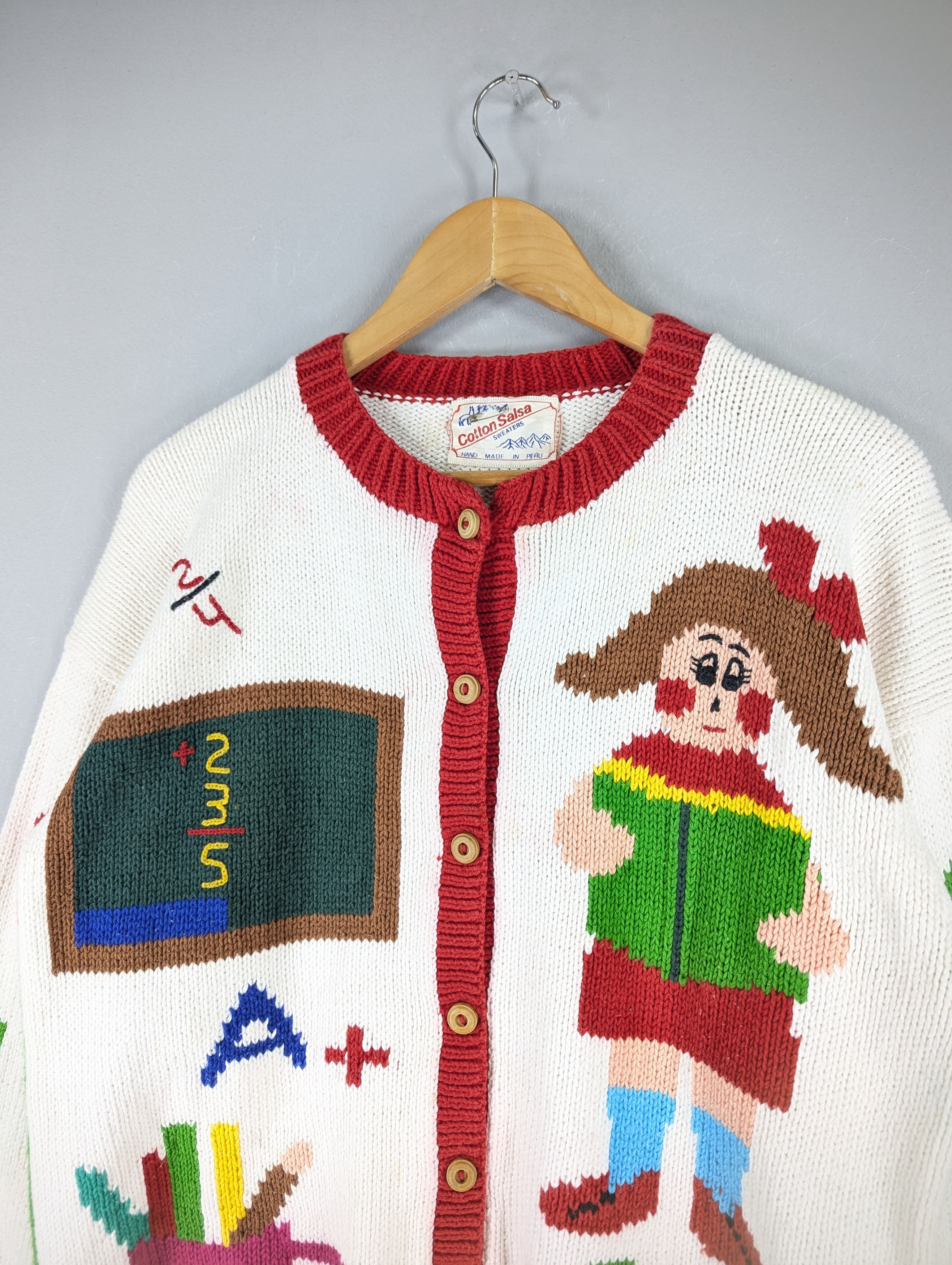 Vintage Vintage Cotton Salsa Cable Knit Art Of School Cardigan Size M / US 6-8 / IT 42-44 - 4 Thumbnail