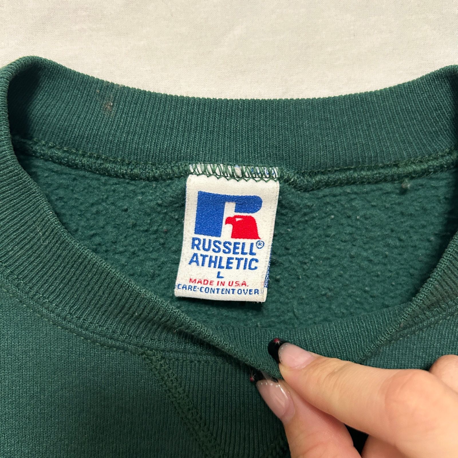 Russell Athletic VTG 90's Russell Athletic Crewneck Blank Sweatshirt Green L Size US L / EU 52-54 / 3 - 3 Thumbnail