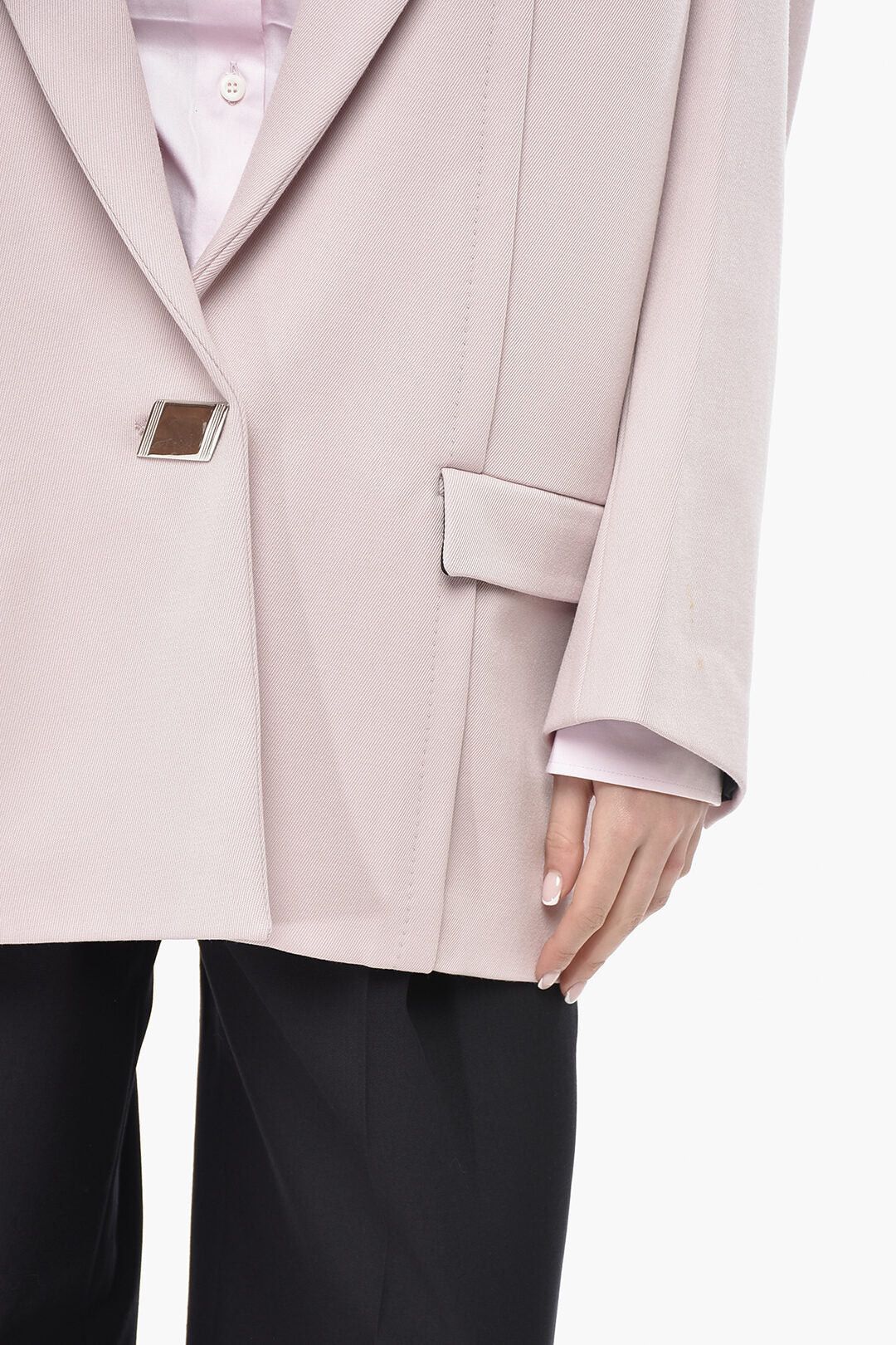 Athleta og1mm0426 Oversized Wool-Blend Blazer in Pink Size XS / US 0-2 / IT 36-38 - 3 Thumbnail