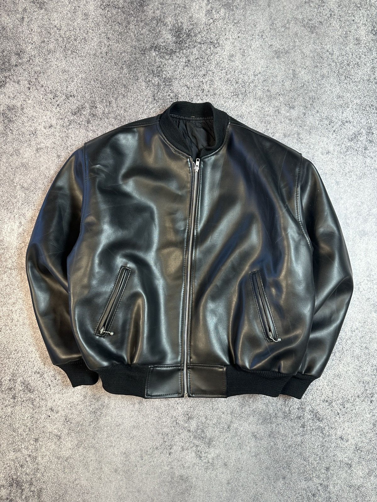 Other Y2K Bombers Faux Leather Jacket Black Avant Garde Opium USA Size US M / EU 48-50 / 2 - 2 Thumbnail