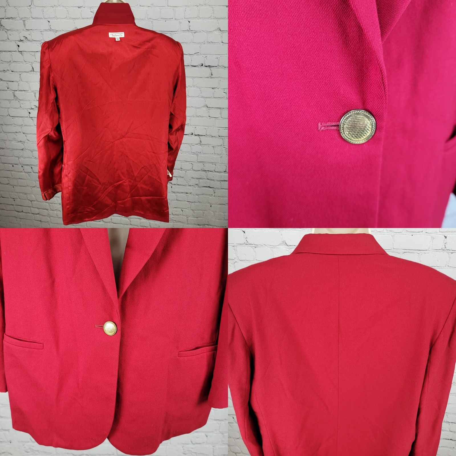 Talbots VINTAGE Talbots Women's Blazer Jacket - Red 100% Wool Classic Fit Size 16 USA Made Size XXL / US 16-18 / IT 52-54 - 8 Thumbnail