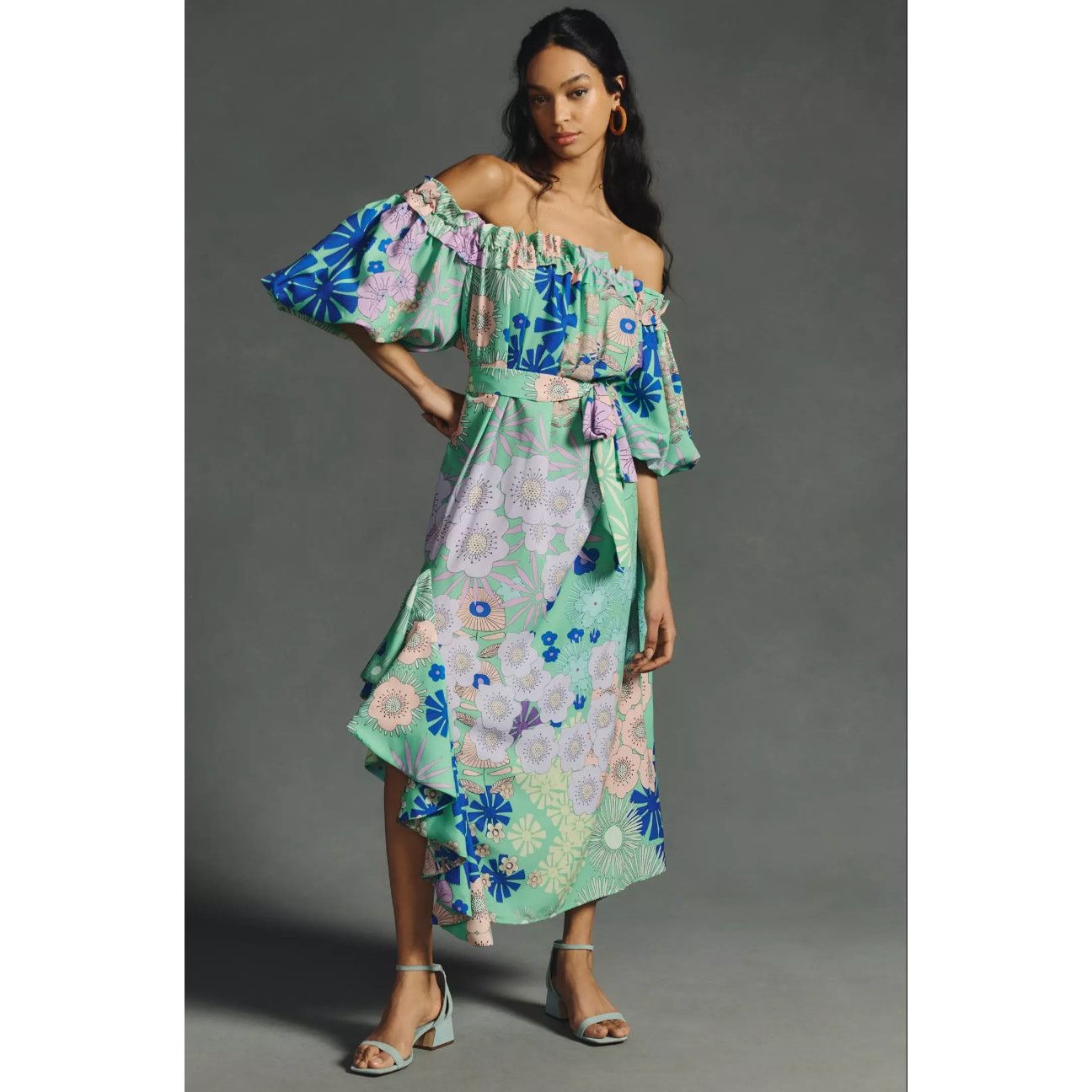 Anthropologie Anthropologie Oopscool Off-The-Shoulder Printed Dress Size XS / US 0-2 / IT 36-38 - 9 Thumbnail