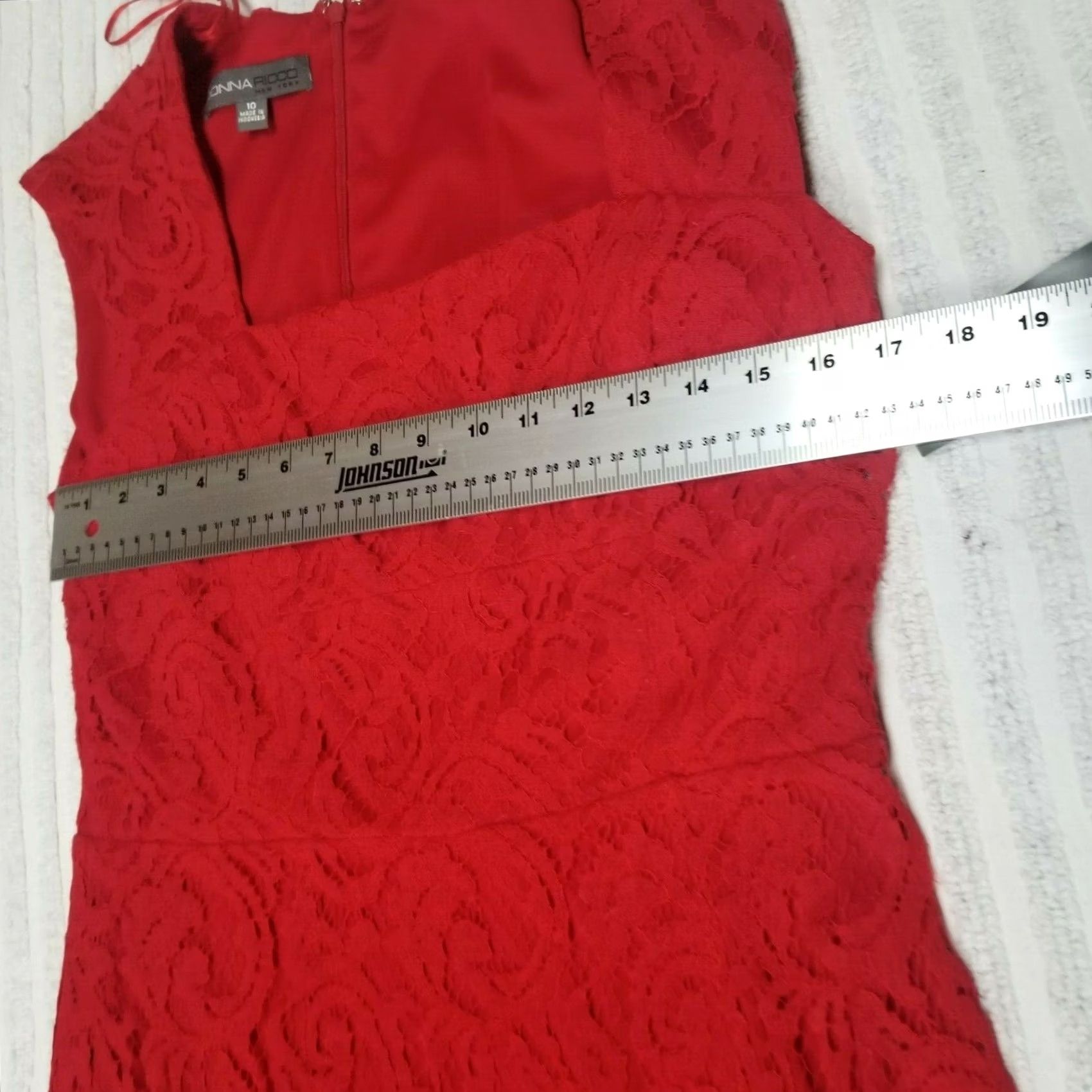 Vintage Donna Ricco New York Womens Red Lace Sheath Dress Cap Sleeve Size 10 DR20038 New Size L / US 10 / IT 46 - 4 Thumbnail