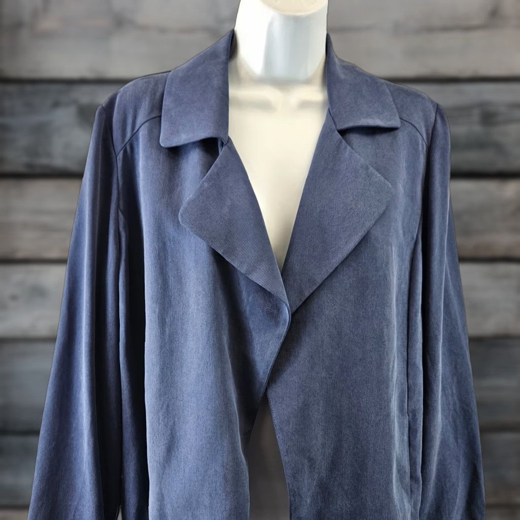 Vintage Chico's Womens Jacket Open Front Blue Lyocell Twill Drape Solid Sz M Size M / US 6-8 / IT 42-44 - 1 Thumbnail