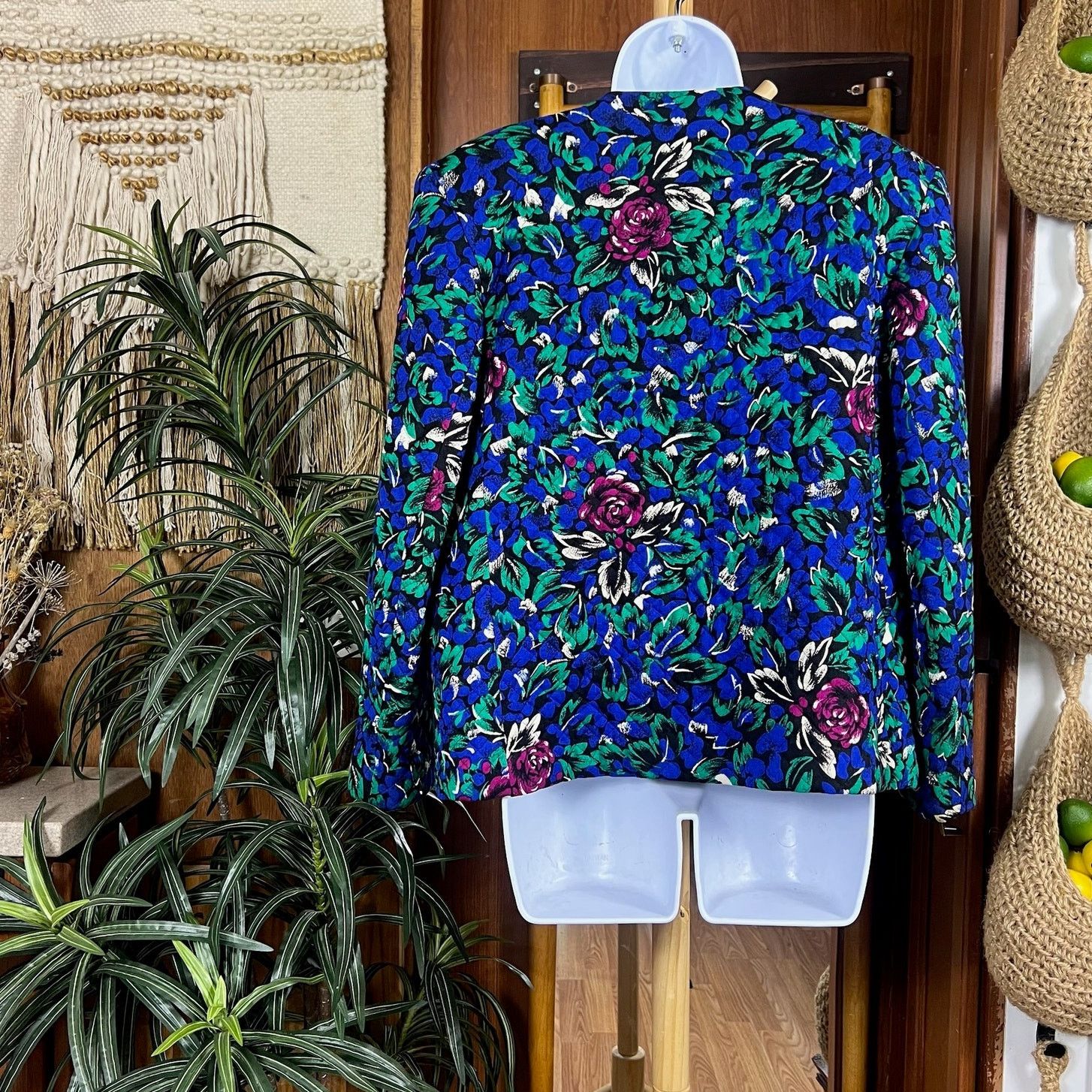 Vintage Vintage 80s Floral Quilted Jacket 16 | Blue Gold Glam Luxe Size XXL / US 16-18 / IT 52-54 - 3 Thumbnail