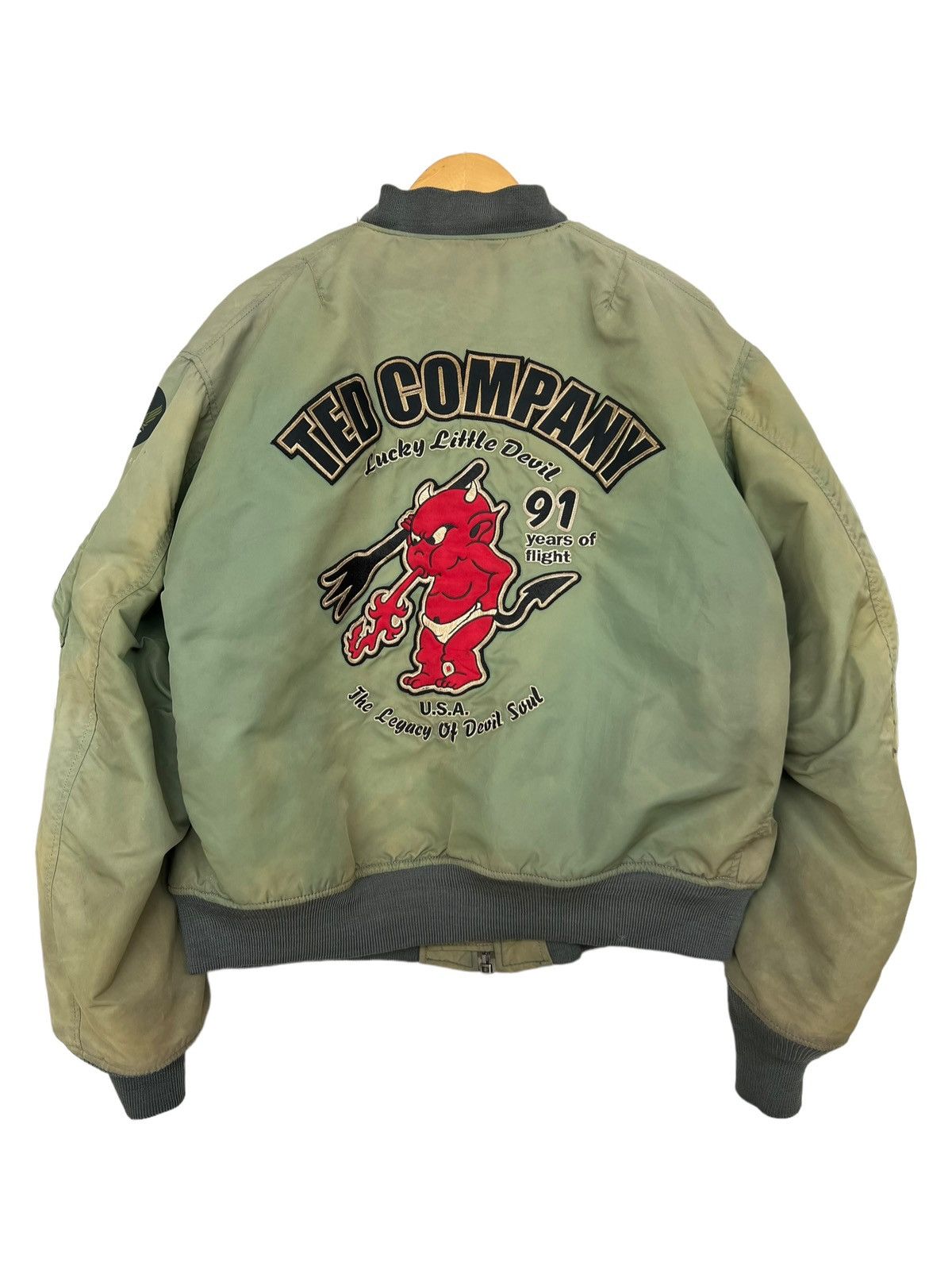 Tedman Vtg USAF Tedman Ted Company MA1 Sunfaded Baggy Bomber Jacket Size US L / EU 52-54 / 3 - 3 Thumbnail